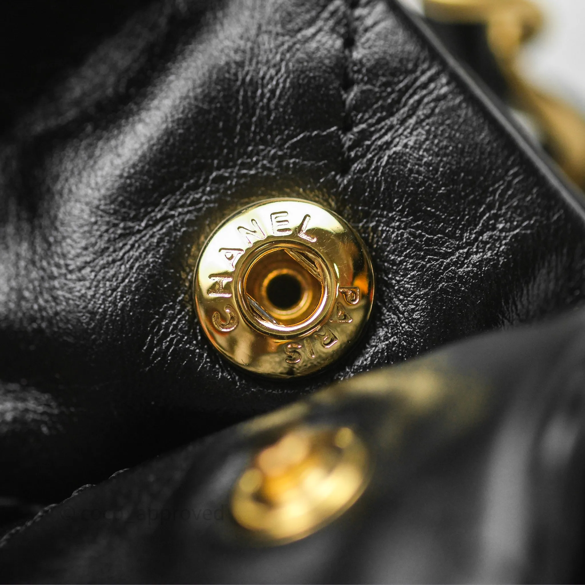 Chanel 22 Bag Small Black Crumpled Calfskin Aged Gold Hardware