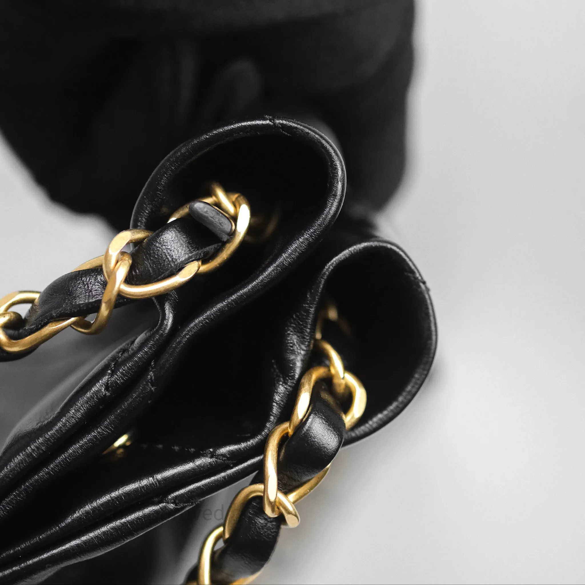 Chanel 22 Bag Small Black Crumpled Calfskin Aged Gold Hardware