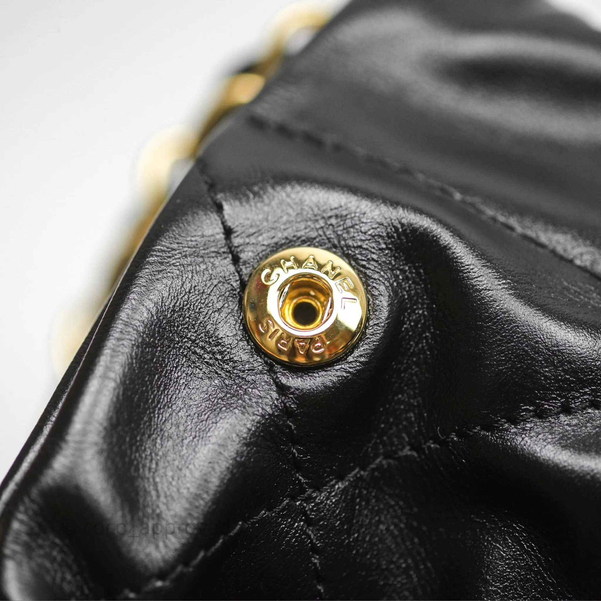Chanel 22 Bag Small Black Crumpled Calfskin Aged Gold Hardware