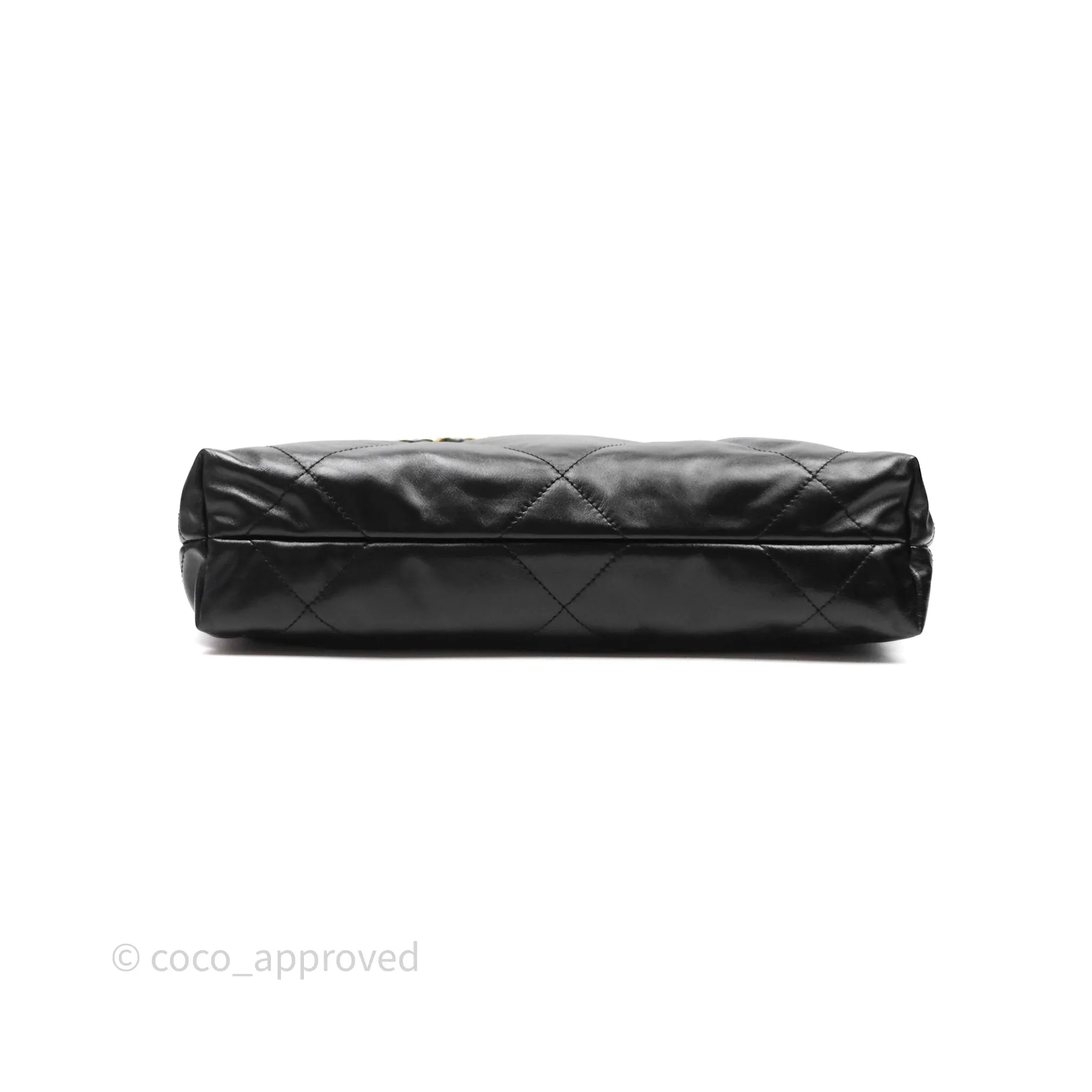 Chanel 22 Bag Small Black Crumpled Calfskin Aged Gold Hardware