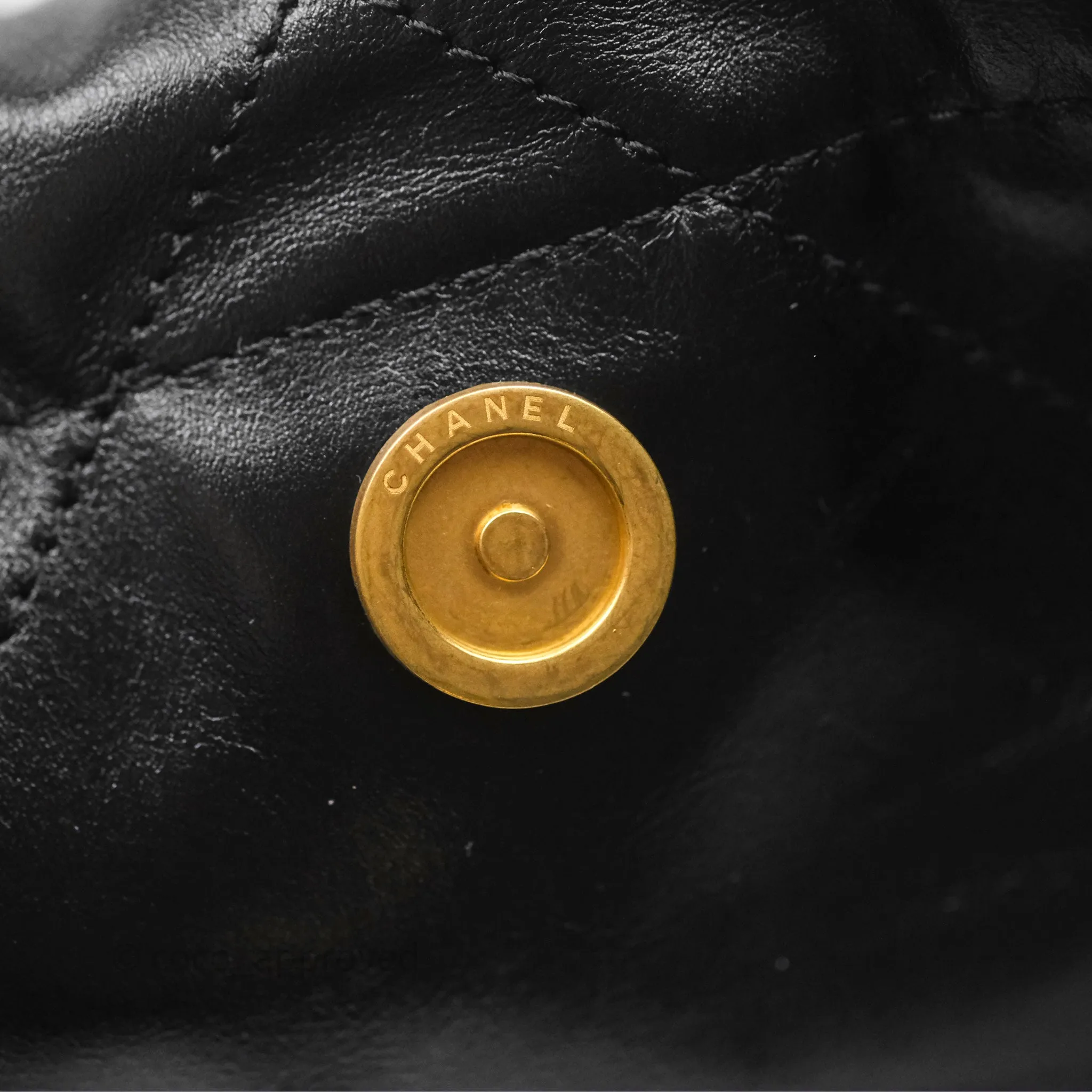 Chanel 22 Bag Small Black Crumpled Calfskin Aged Gold Hardware