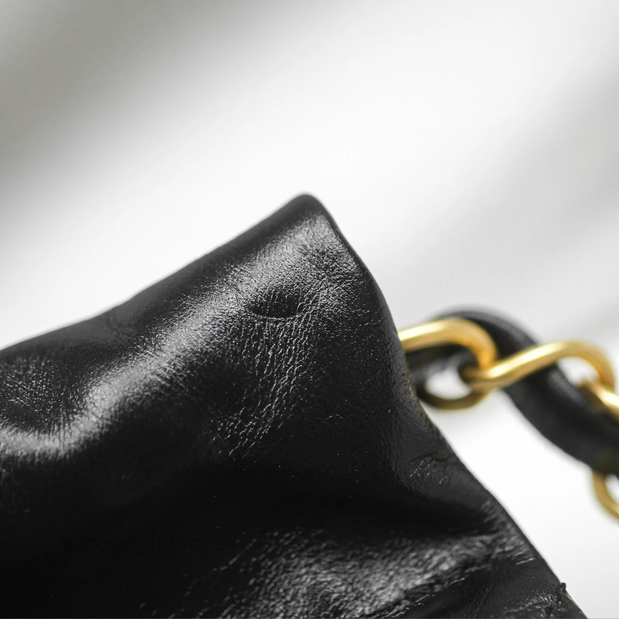 Chanel 22 Bag Small Black Crumpled Calfskin Aged Gold Hardware