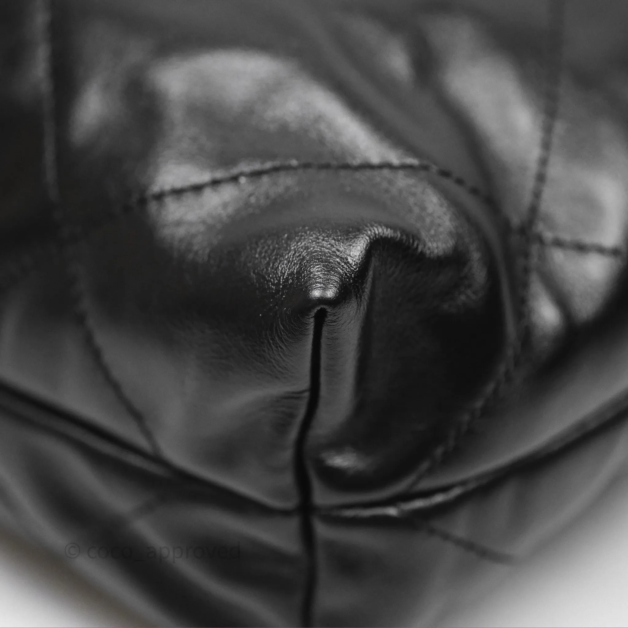 Chanel 22 Bag Small Black Crumpled Calfskin Aged Gold Hardware