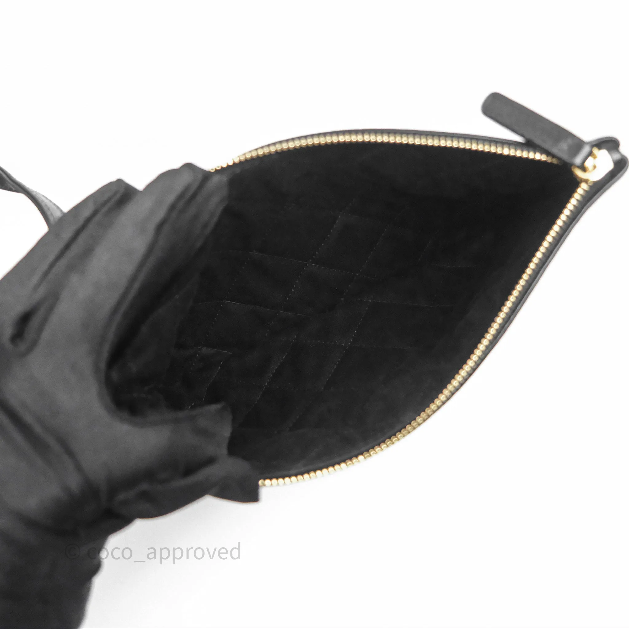 Chanel 22 Bag Small Black Crumpled Calfskin Aged Gold Hardware