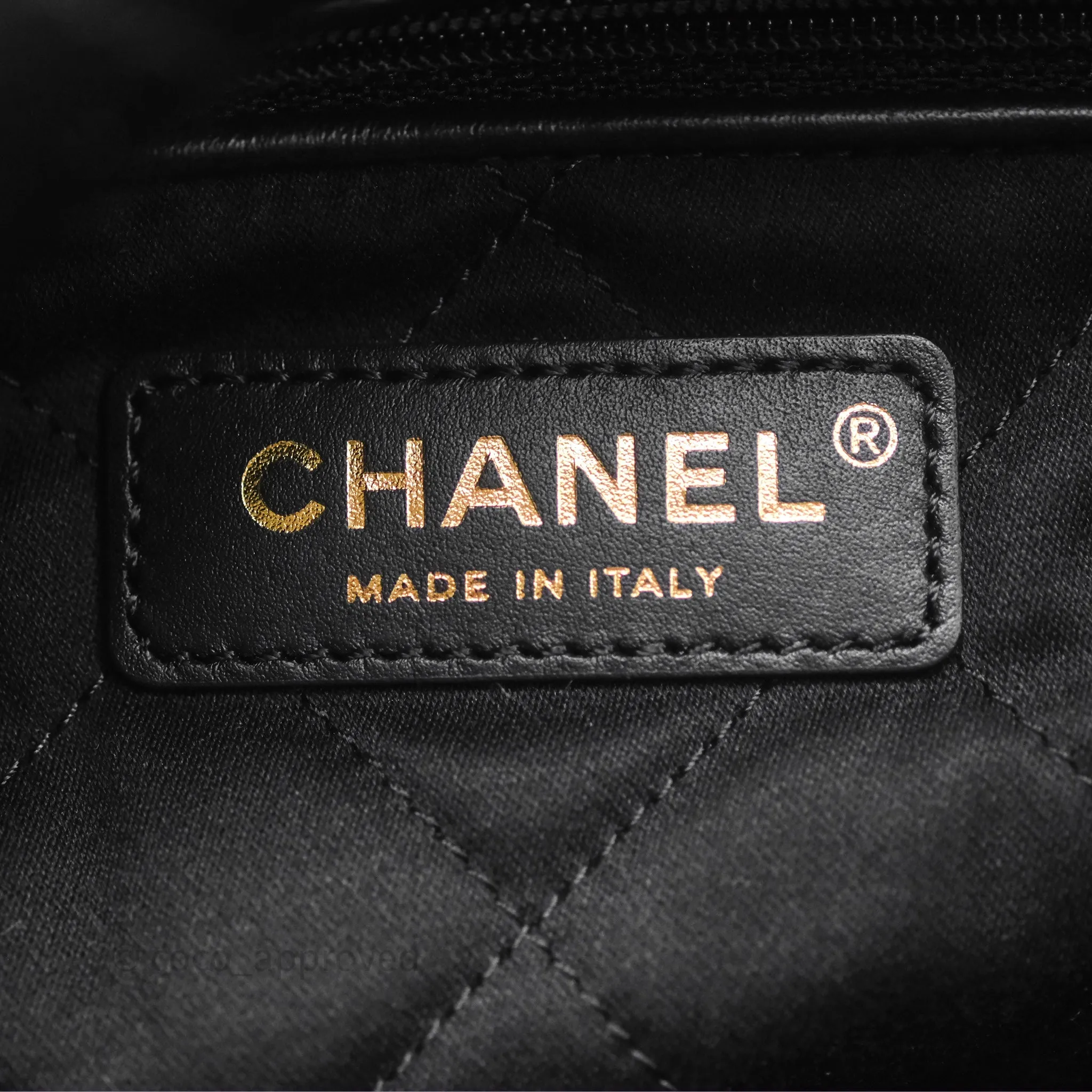 Chanel 22 Bag Small Black Shiny Calfskin Aged Gold Hardware