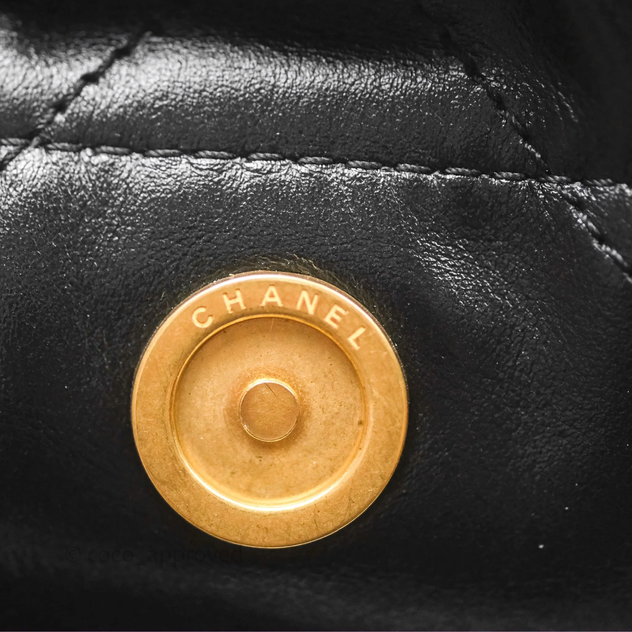 Chanel 22 Bag Small Black Shiny Calfskin Aged Gold Hardware
