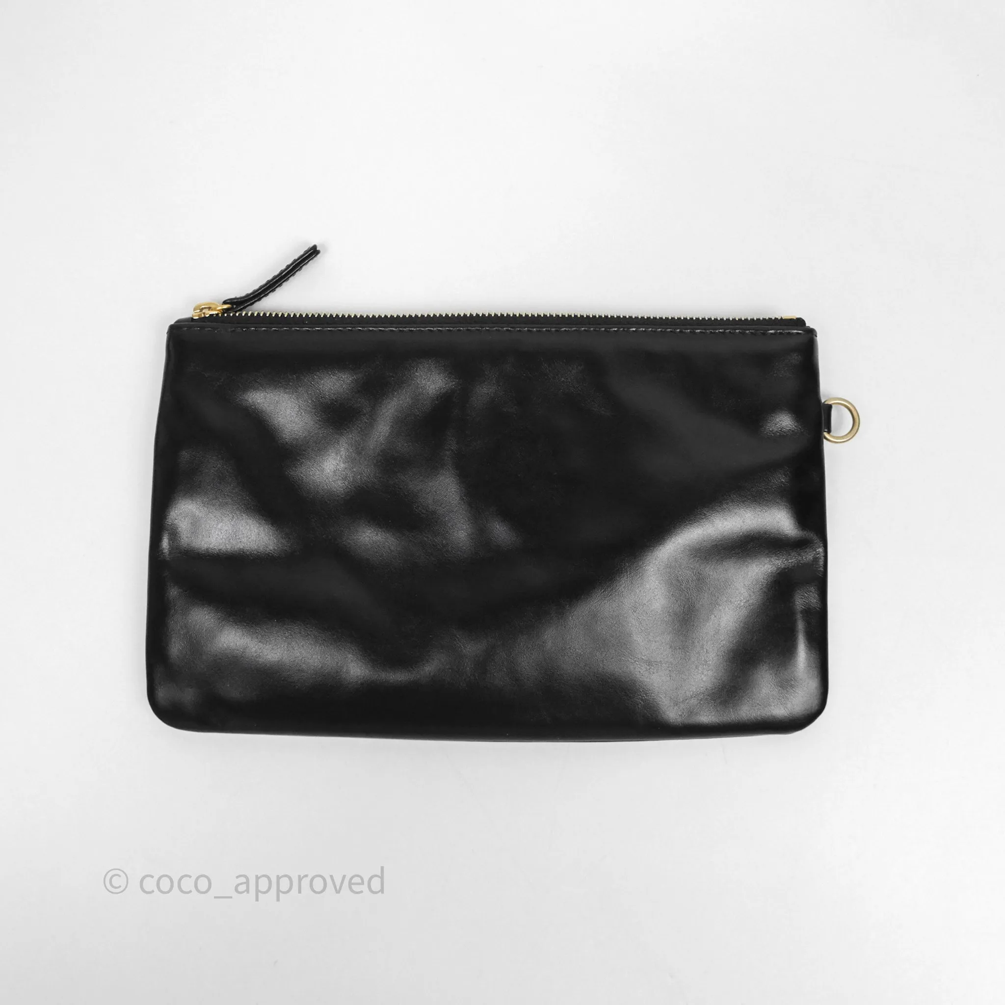 Chanel 22 Bag Small Black Shiny Calfskin Aged Gold Hardware