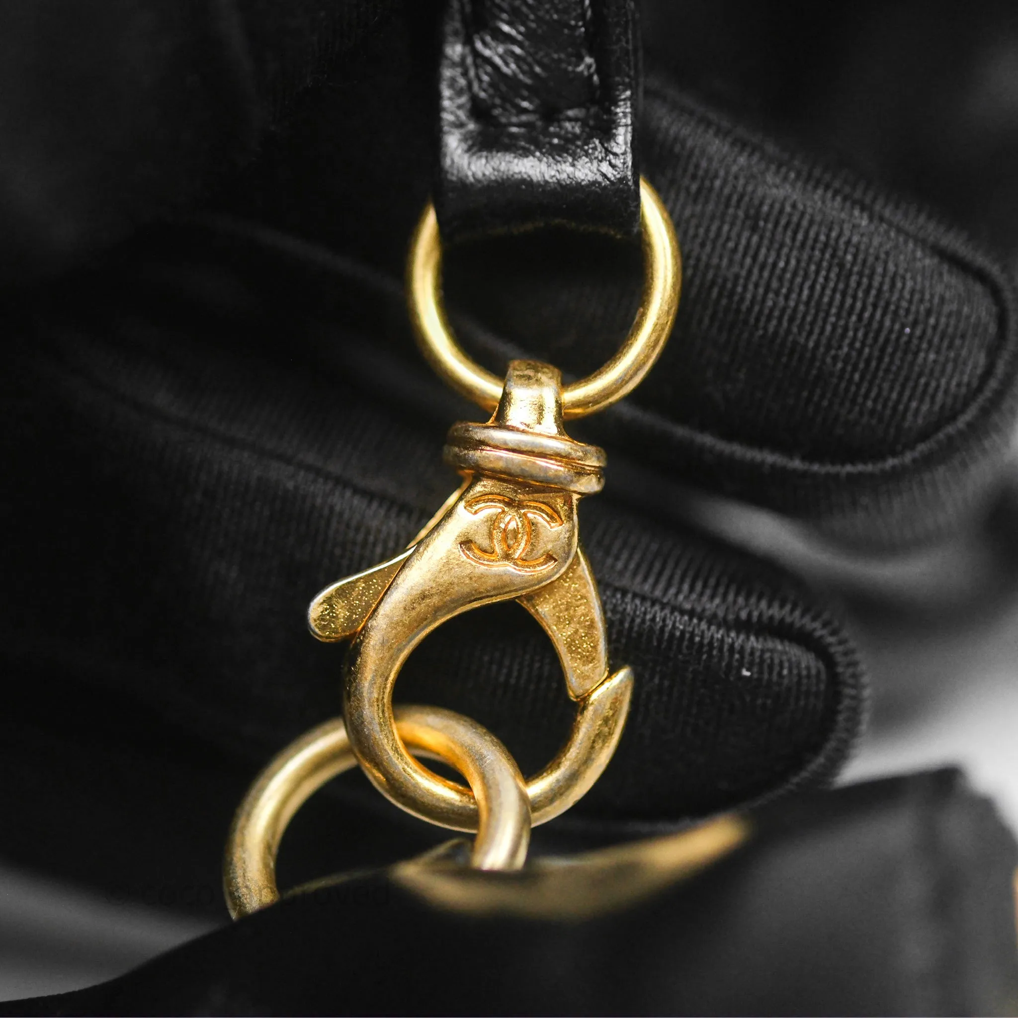 Chanel 22 Bag Small Black Shiny Calfskin Aged Gold Hardware