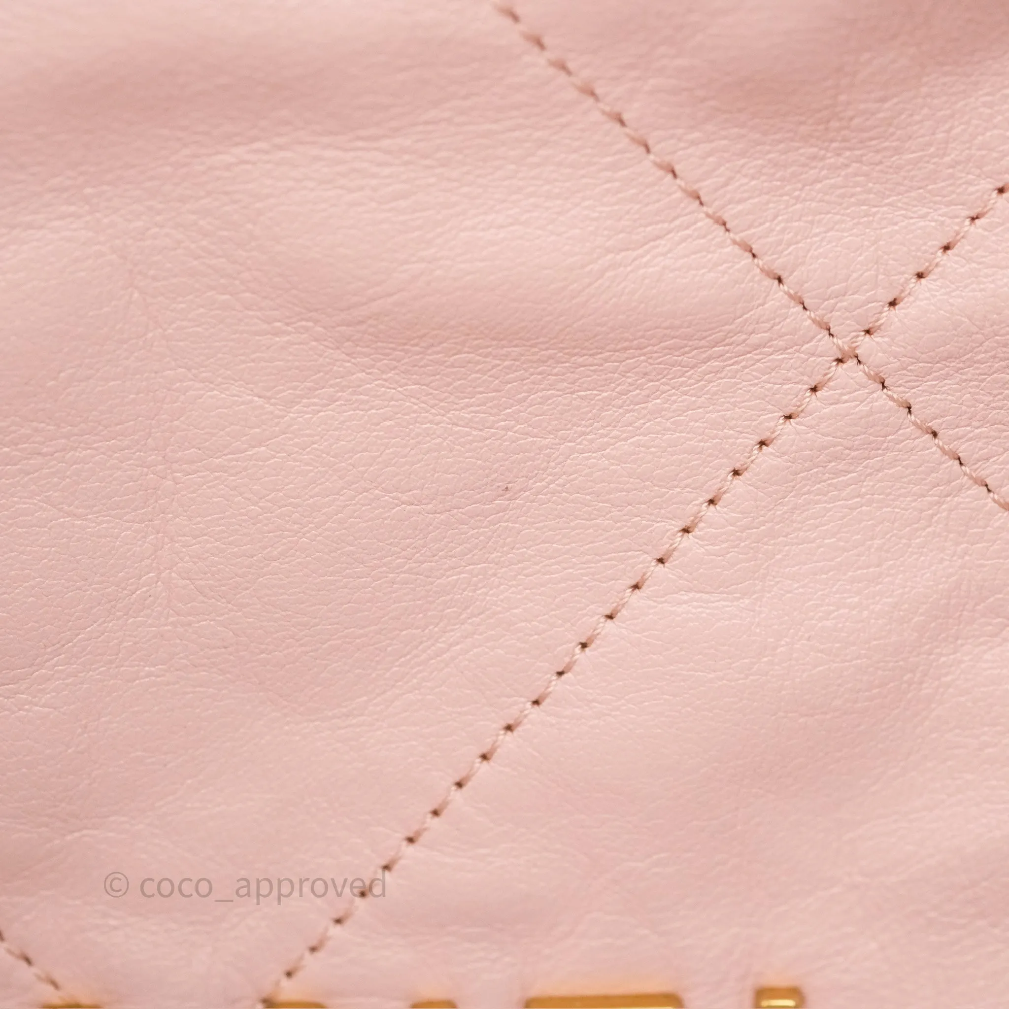 Chanel 22 Medium Pink Crumpled Calfskin Aged Gold Hardware