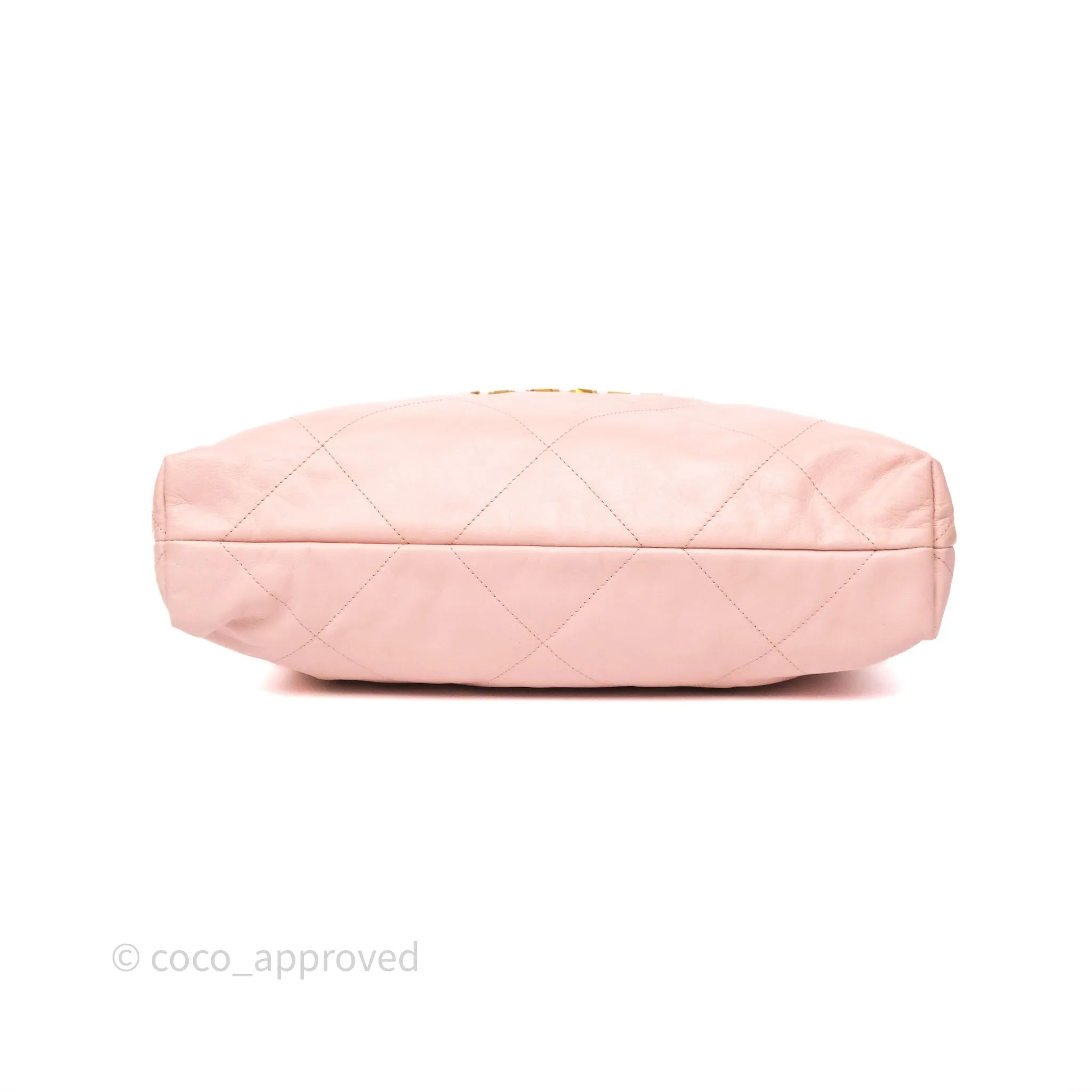 Chanel 22 Medium Pink Crumpled Calfskin Aged Gold Hardware