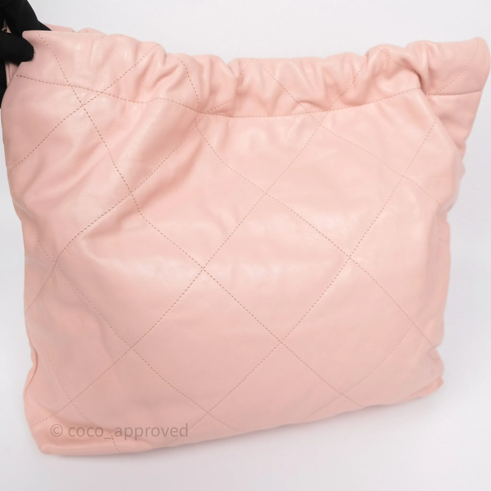 Chanel 22 Medium Pink Crumpled Calfskin Aged Gold Hardware