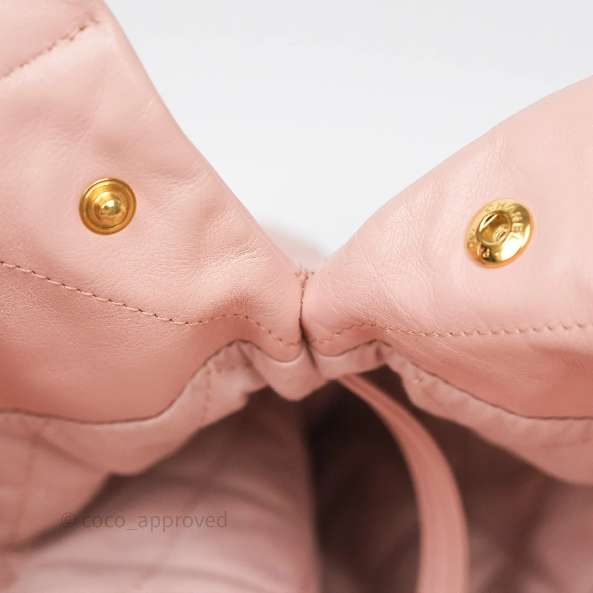 Chanel 22 Medium Pink Crumpled Calfskin Aged Gold Hardware