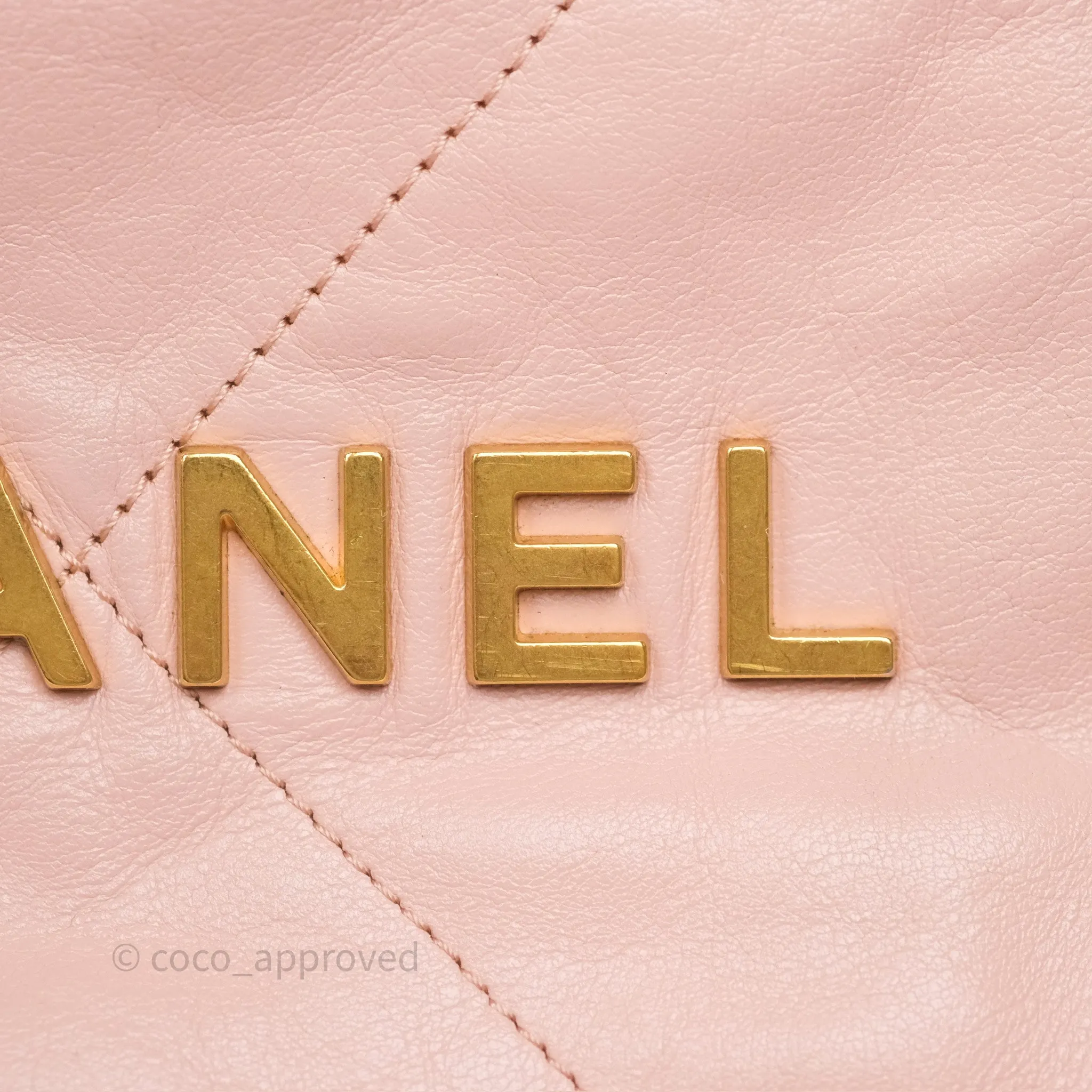 Chanel 22 Medium Pink Crumpled Calfskin Aged Gold Hardware