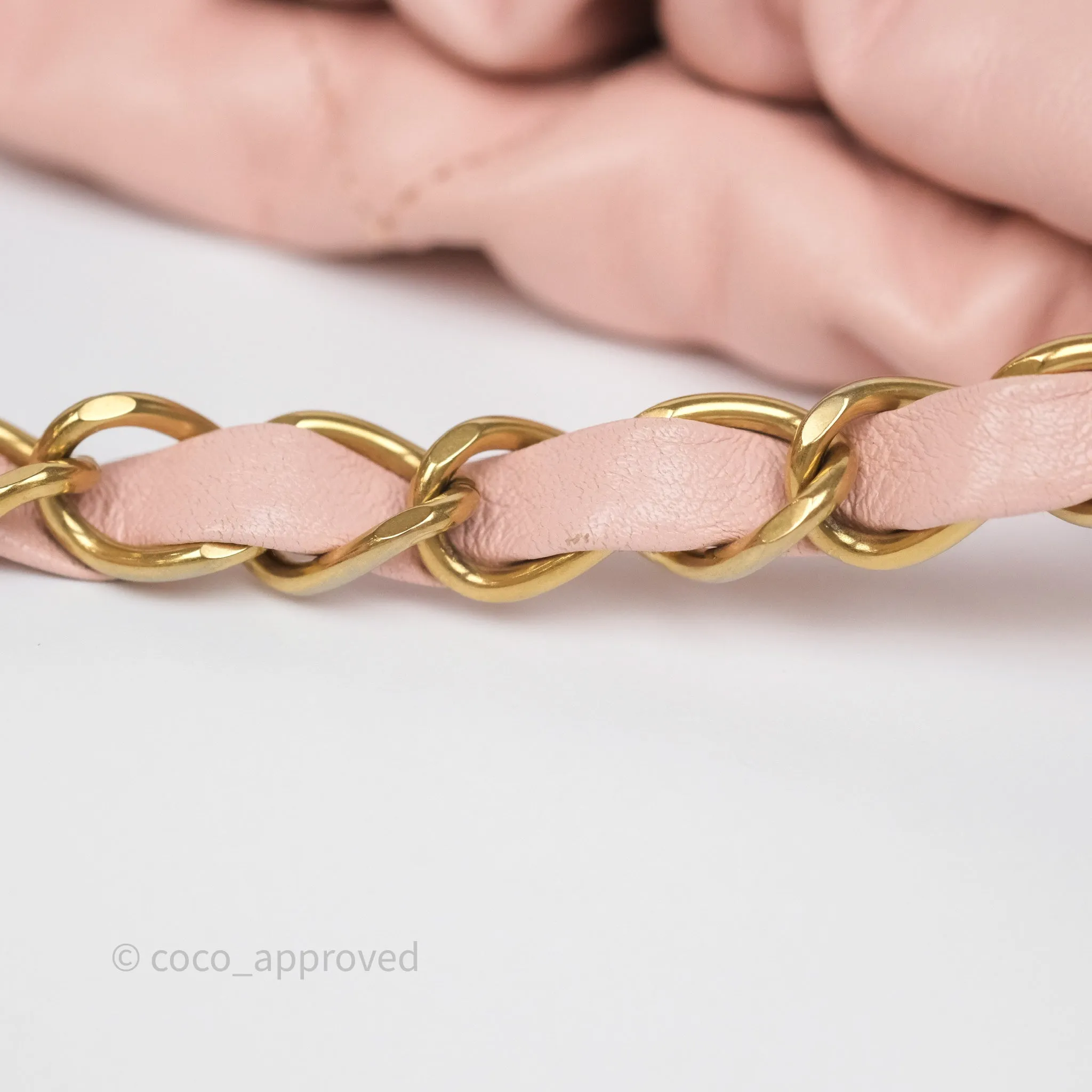 Chanel 22 Medium Pink Crumpled Calfskin Aged Gold Hardware