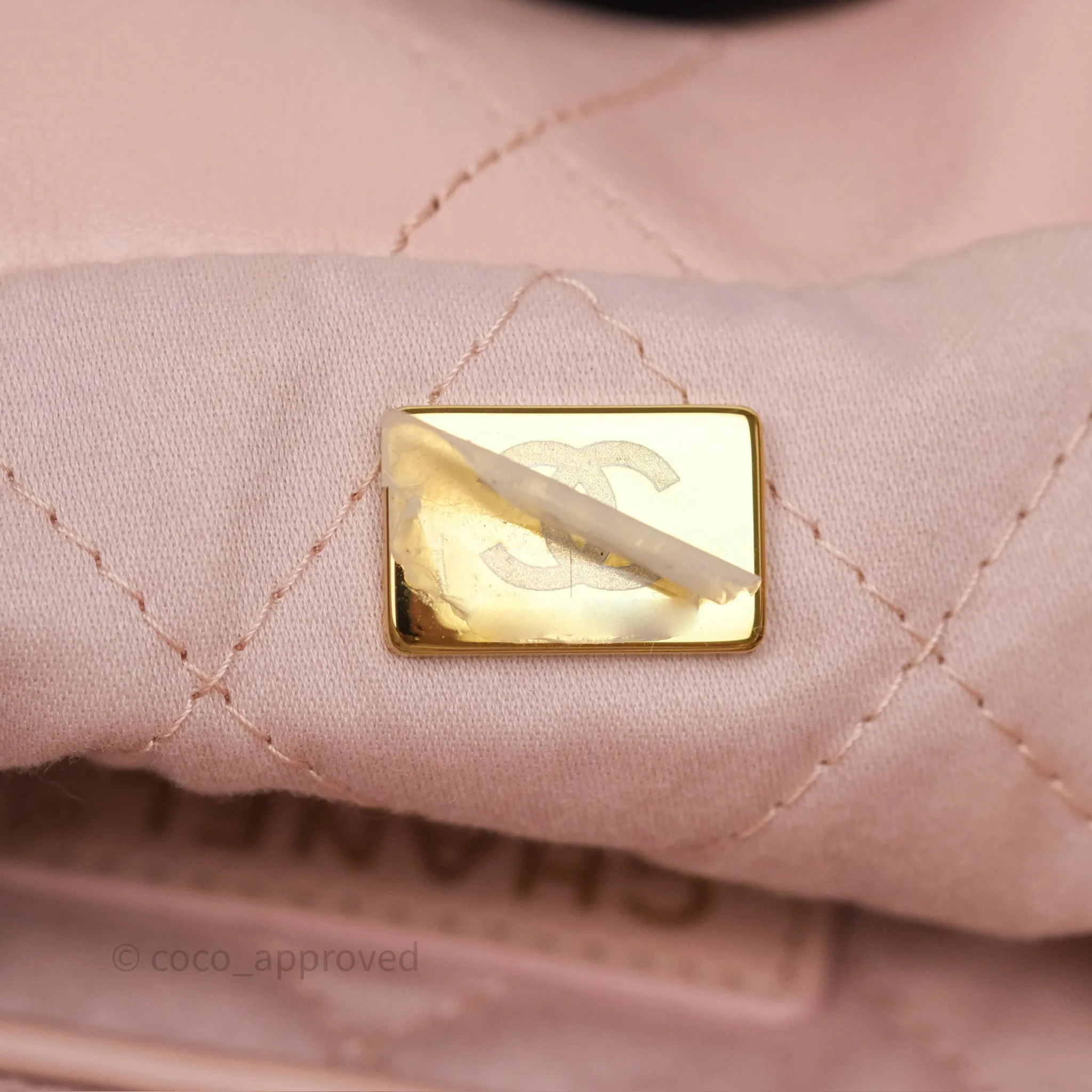 Chanel 22 Medium Pink Crumpled Calfskin Aged Gold Hardware