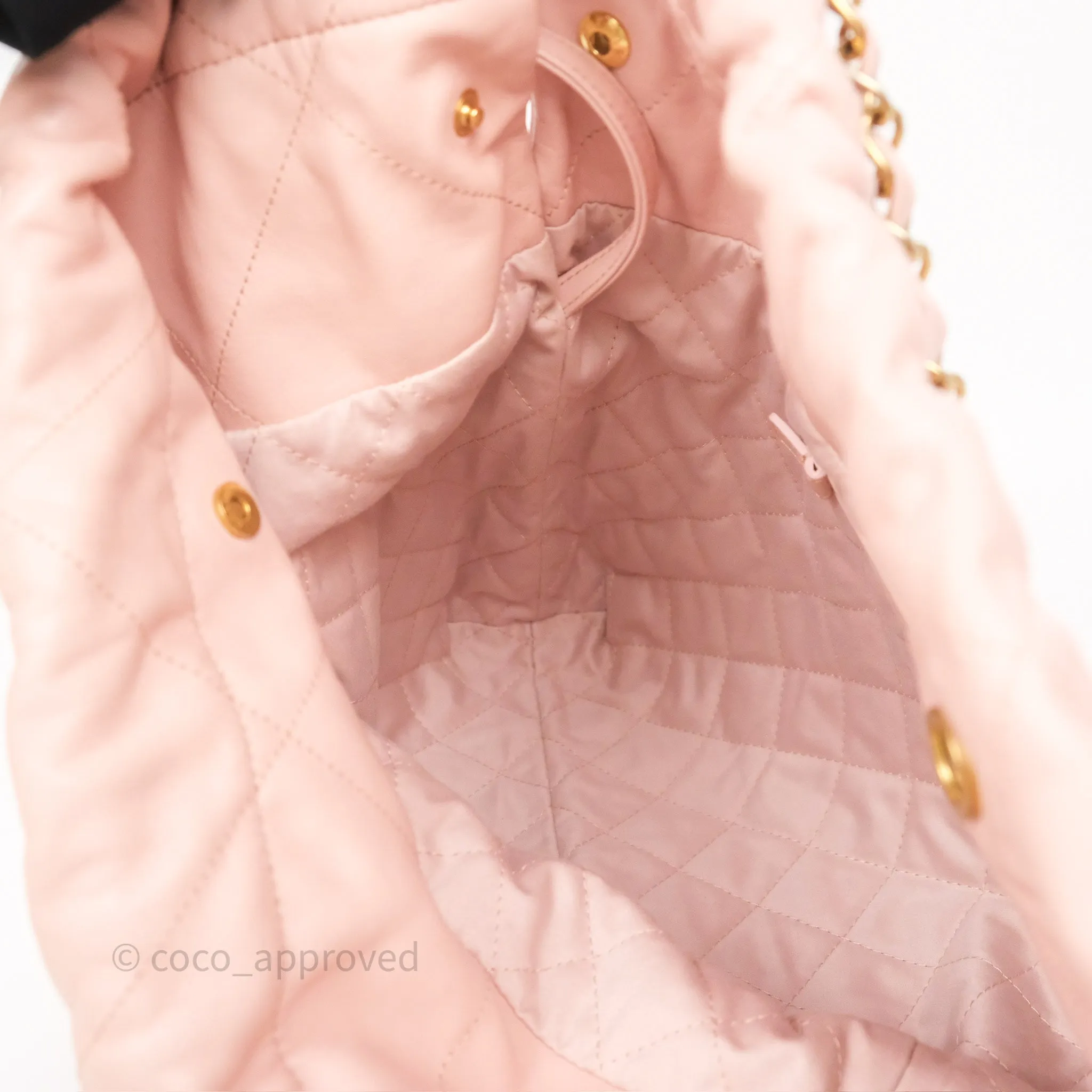 Chanel 22 Medium Pink Crumpled Calfskin Aged Gold Hardware