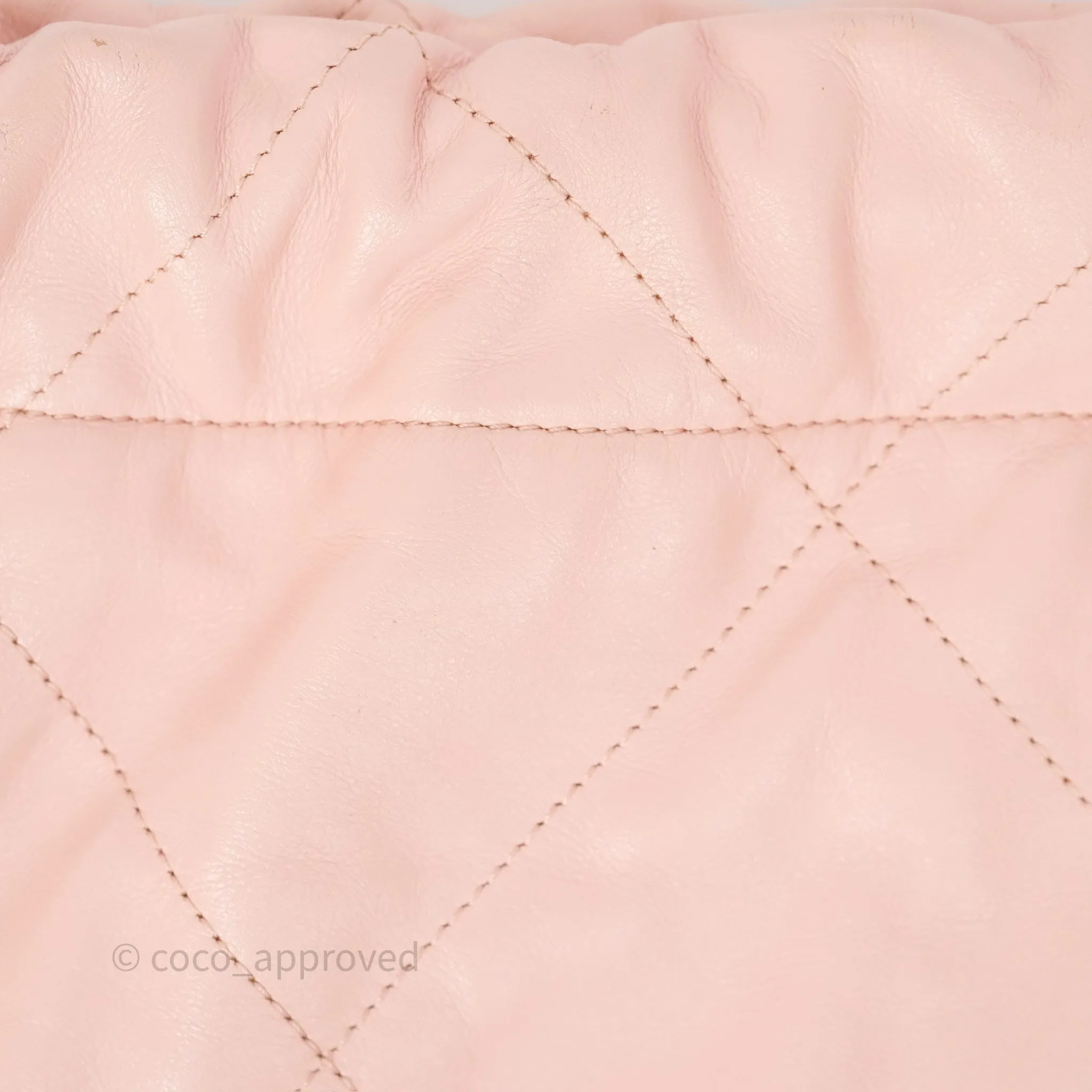Chanel 22 Medium Pink Crumpled Calfskin Aged Gold Hardware
