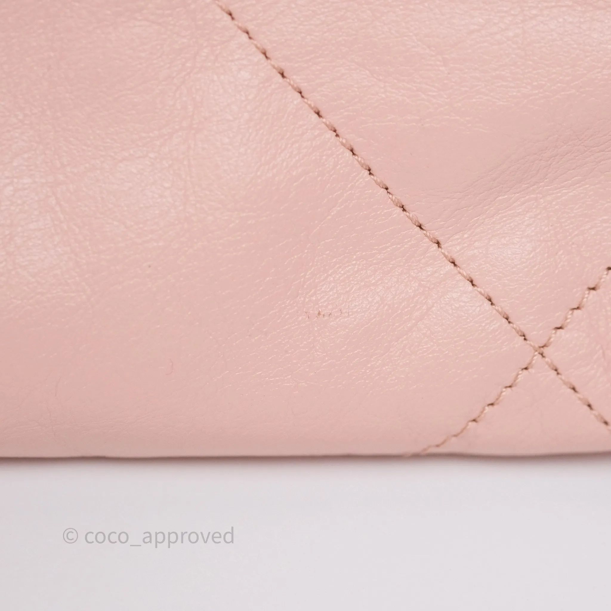 Chanel 22 Medium Pink Crumpled Calfskin Aged Gold Hardware