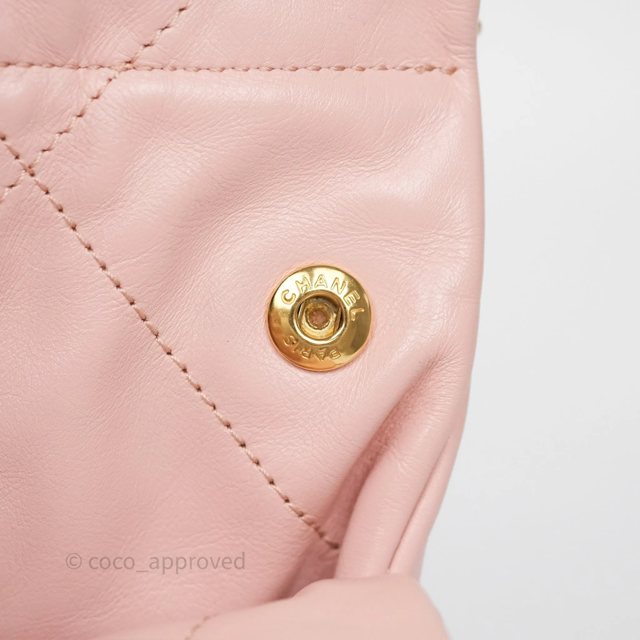 Chanel 22 Medium Pink Crumpled Calfskin Aged Gold Hardware