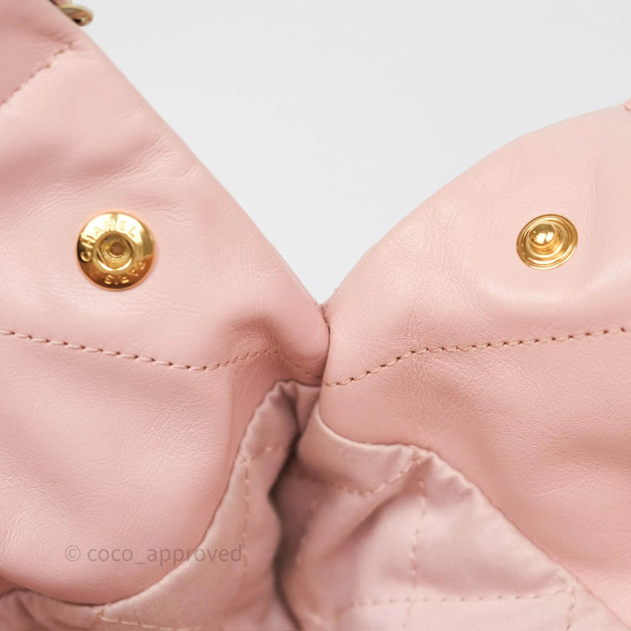 Chanel 22 Medium Pink Crumpled Calfskin Aged Gold Hardware