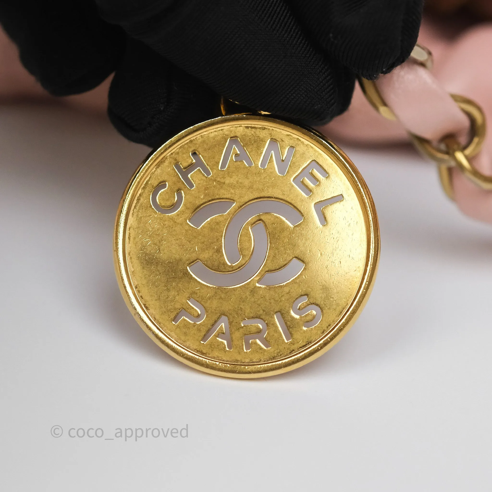 Chanel 22 Medium Pink Crumpled Calfskin Aged Gold Hardware