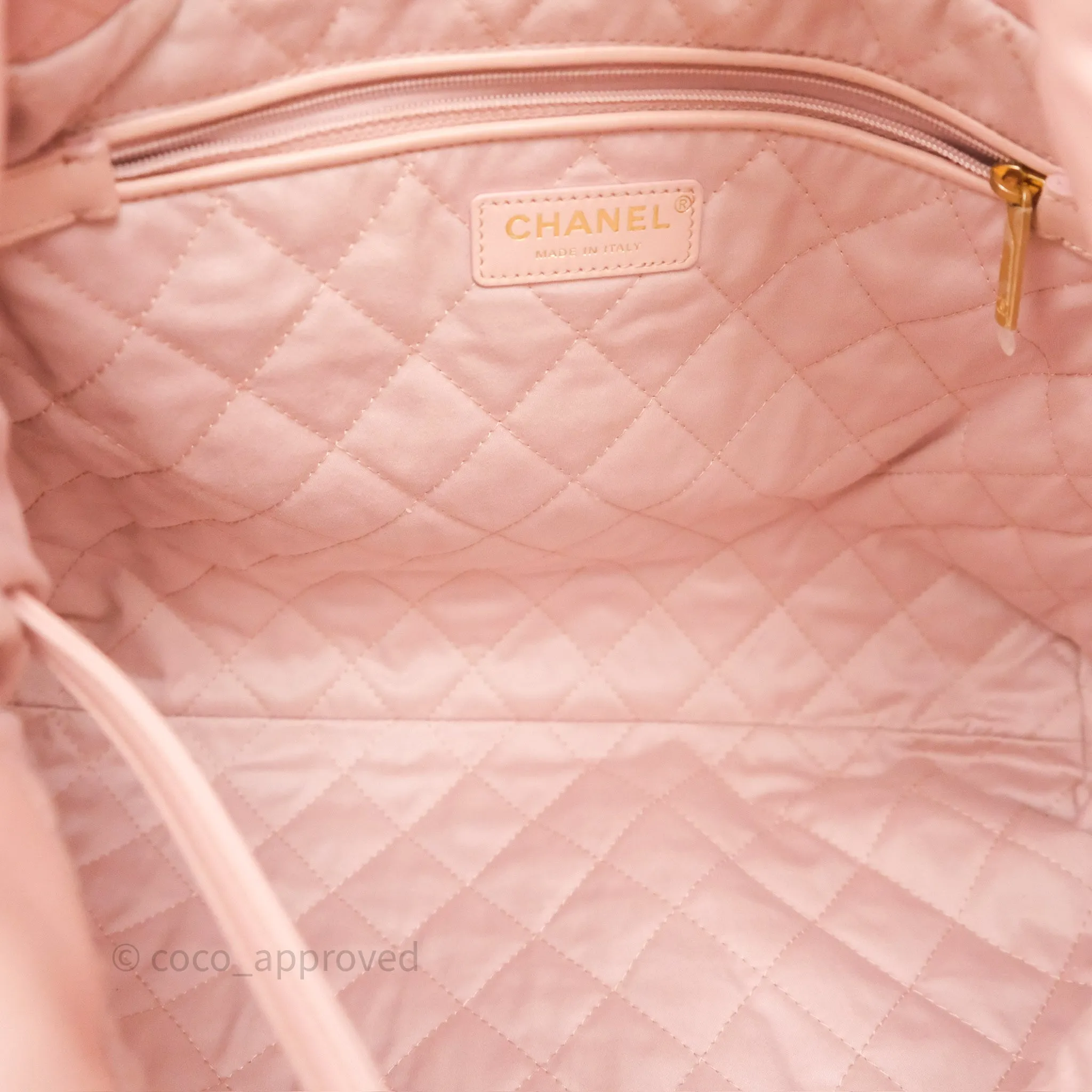 Chanel 22 Medium Pink Crumpled Calfskin Aged Gold Hardware