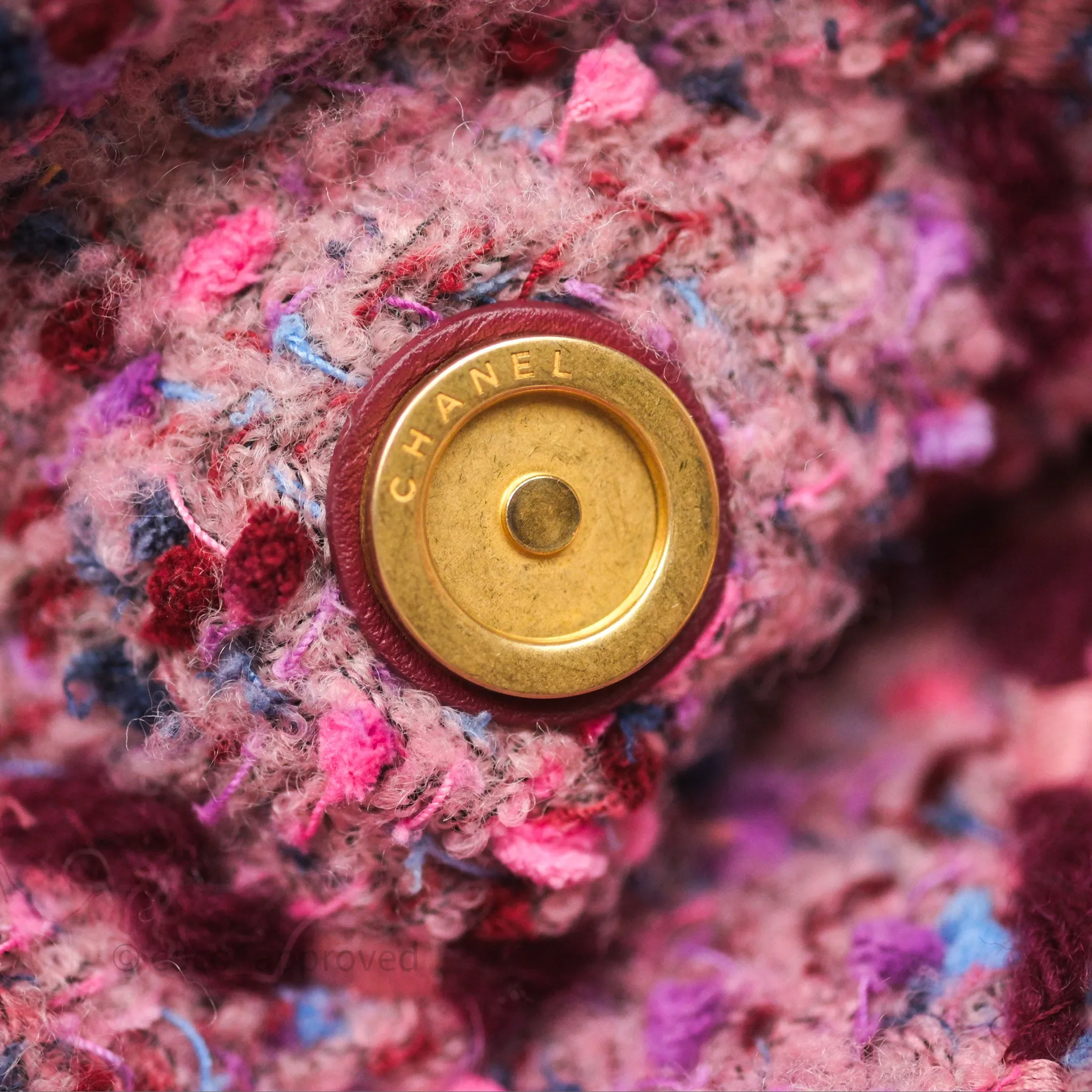 Chanel 22 Medium Tweed Pink Aged Gold Hardware