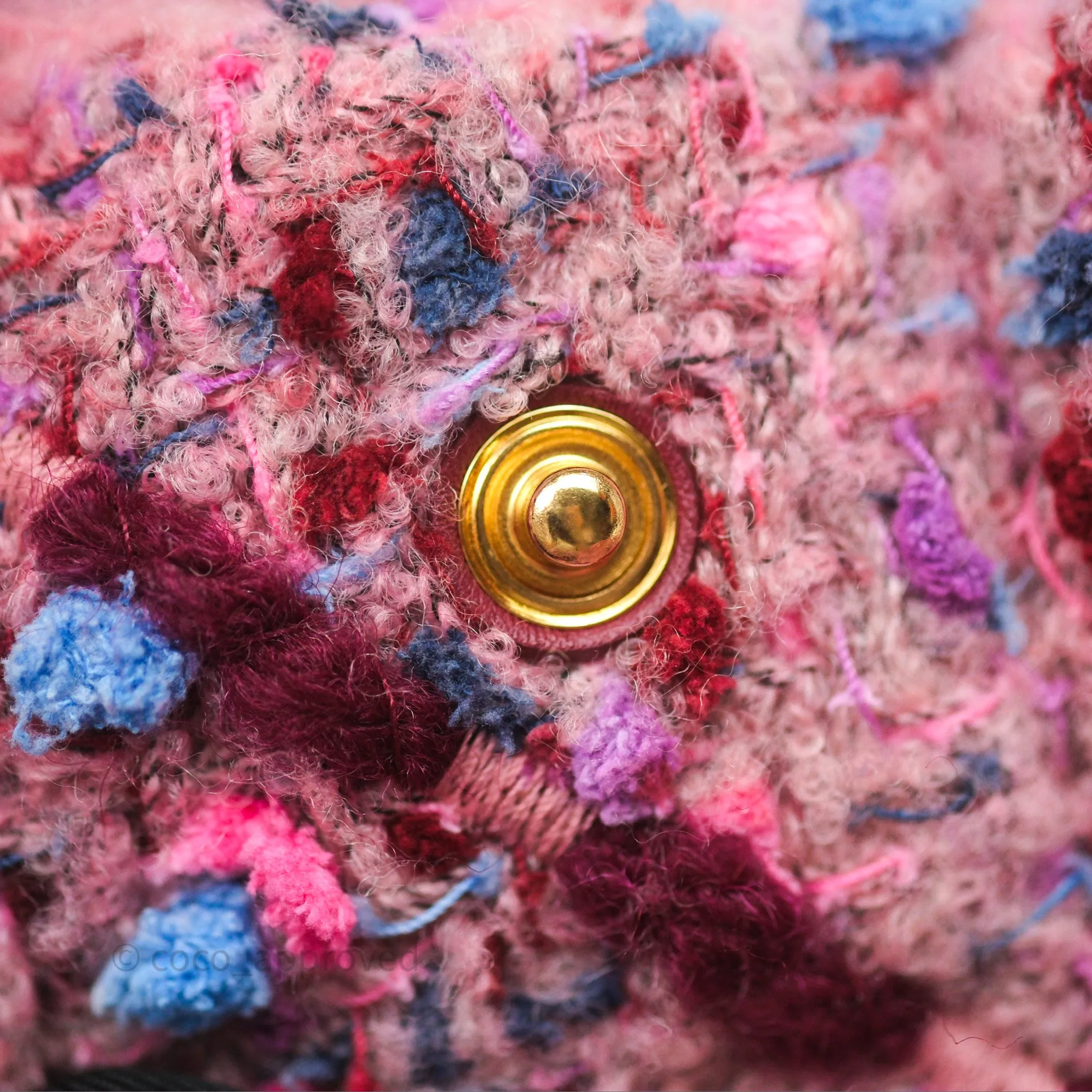Chanel 22 Medium Tweed Pink Aged Gold Hardware