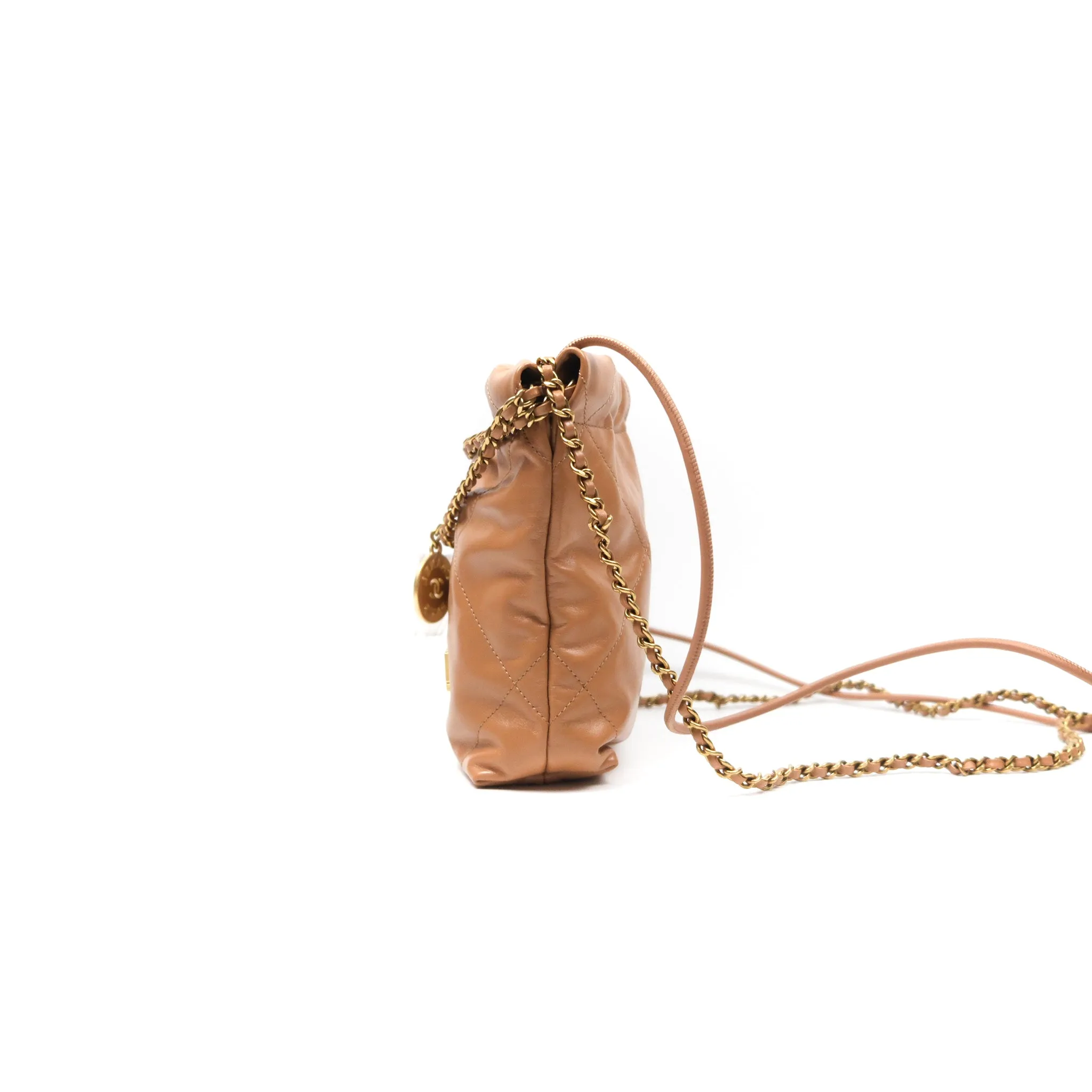 Chanel 22 Mini Bag Caramel Crumpled Calfskin