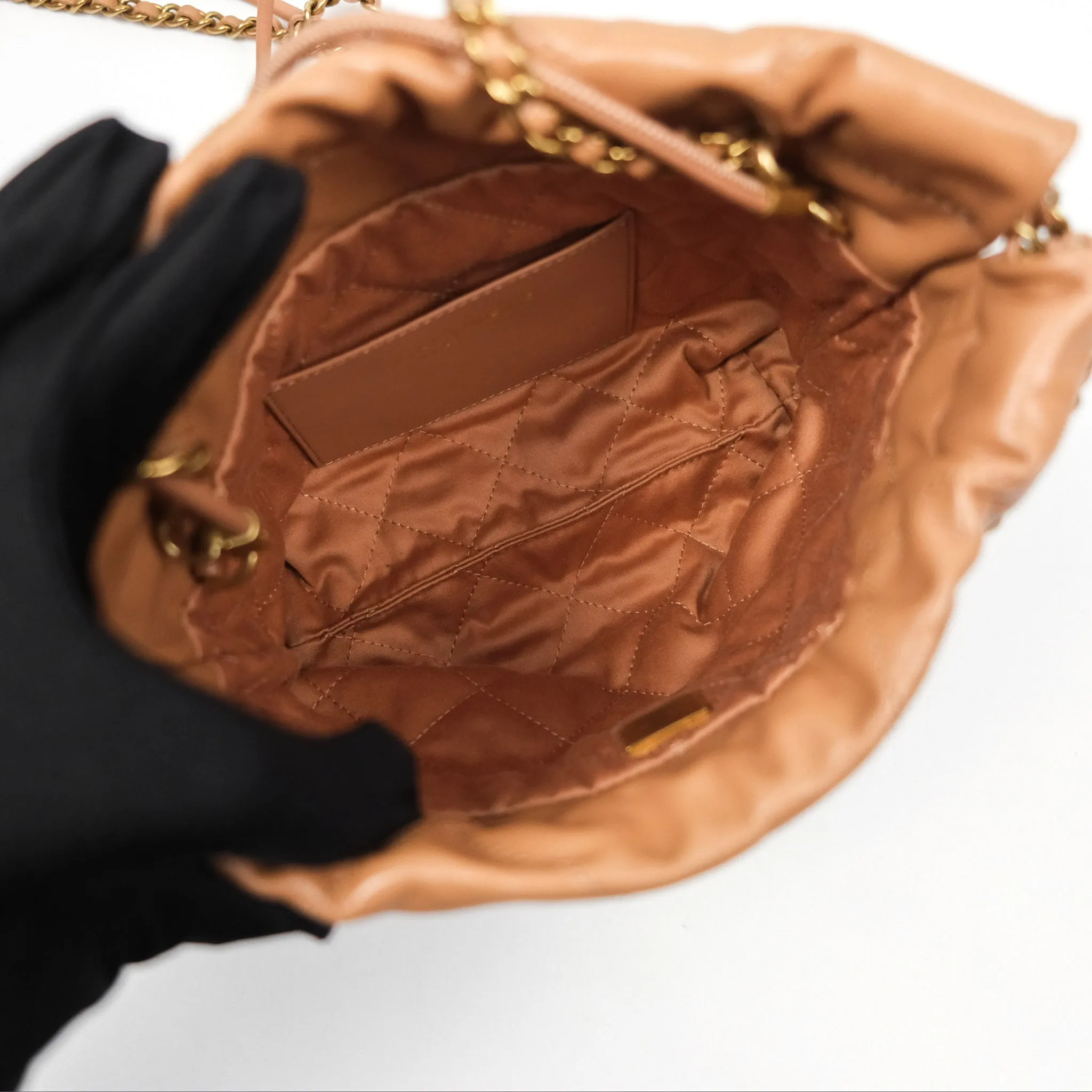 Chanel 22 Mini Bag Caramel Crumpled Calfskin
