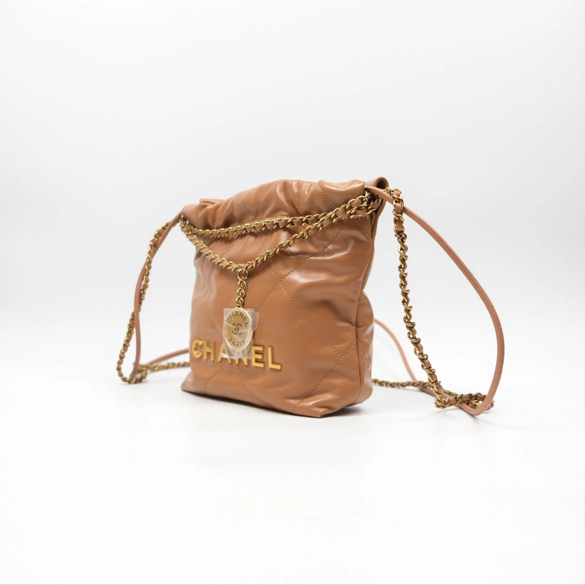 Chanel 22 Mini Bag Caramel Crumpled Calfskin