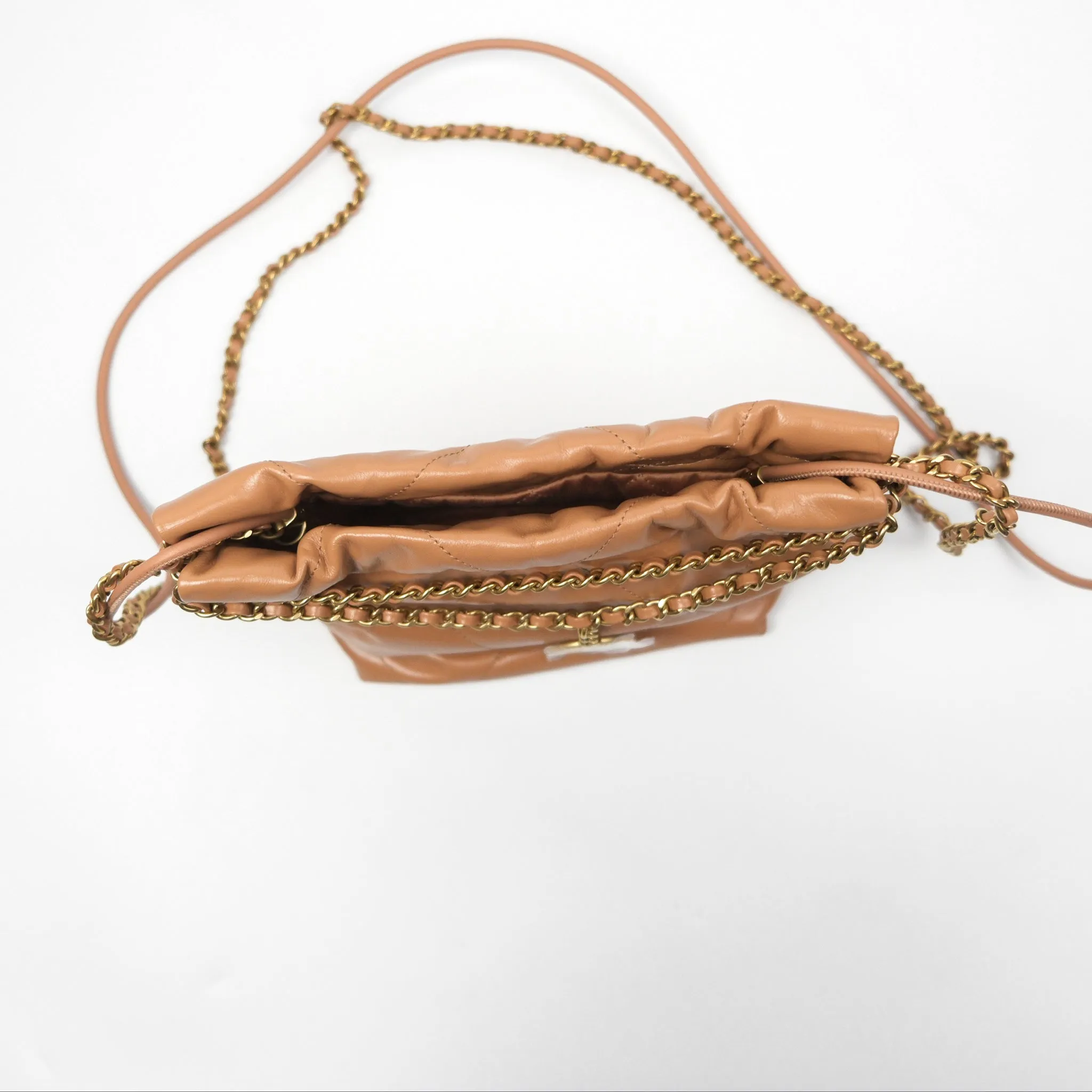 Chanel 22 Mini Bag Caramel Crumpled Calfskin