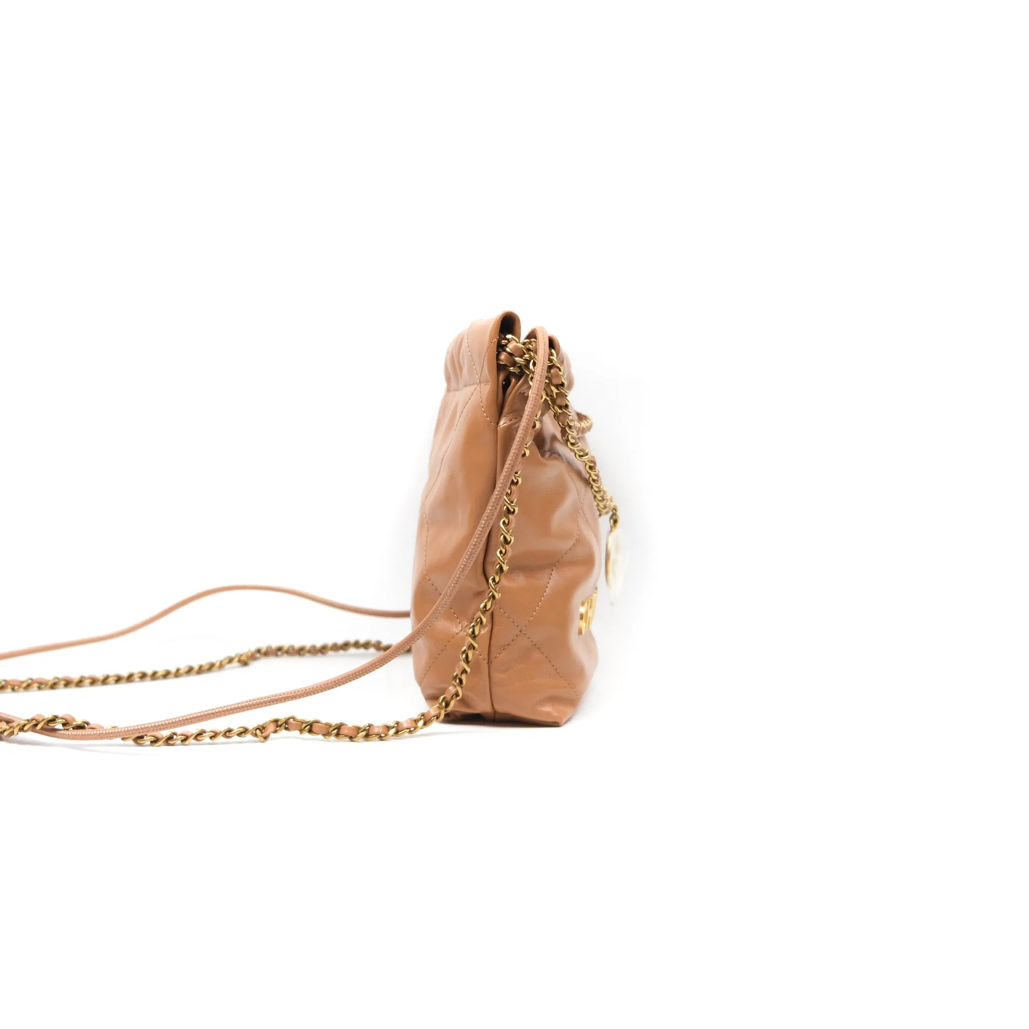 Chanel 22 Mini Bag Caramel Crumpled Calfskin