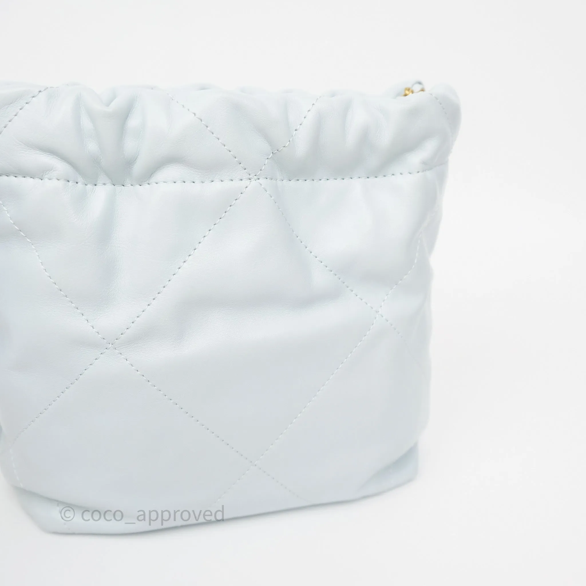 Chanel 22 Mini Bag Light Blue Shiny Crumpled Calfskin