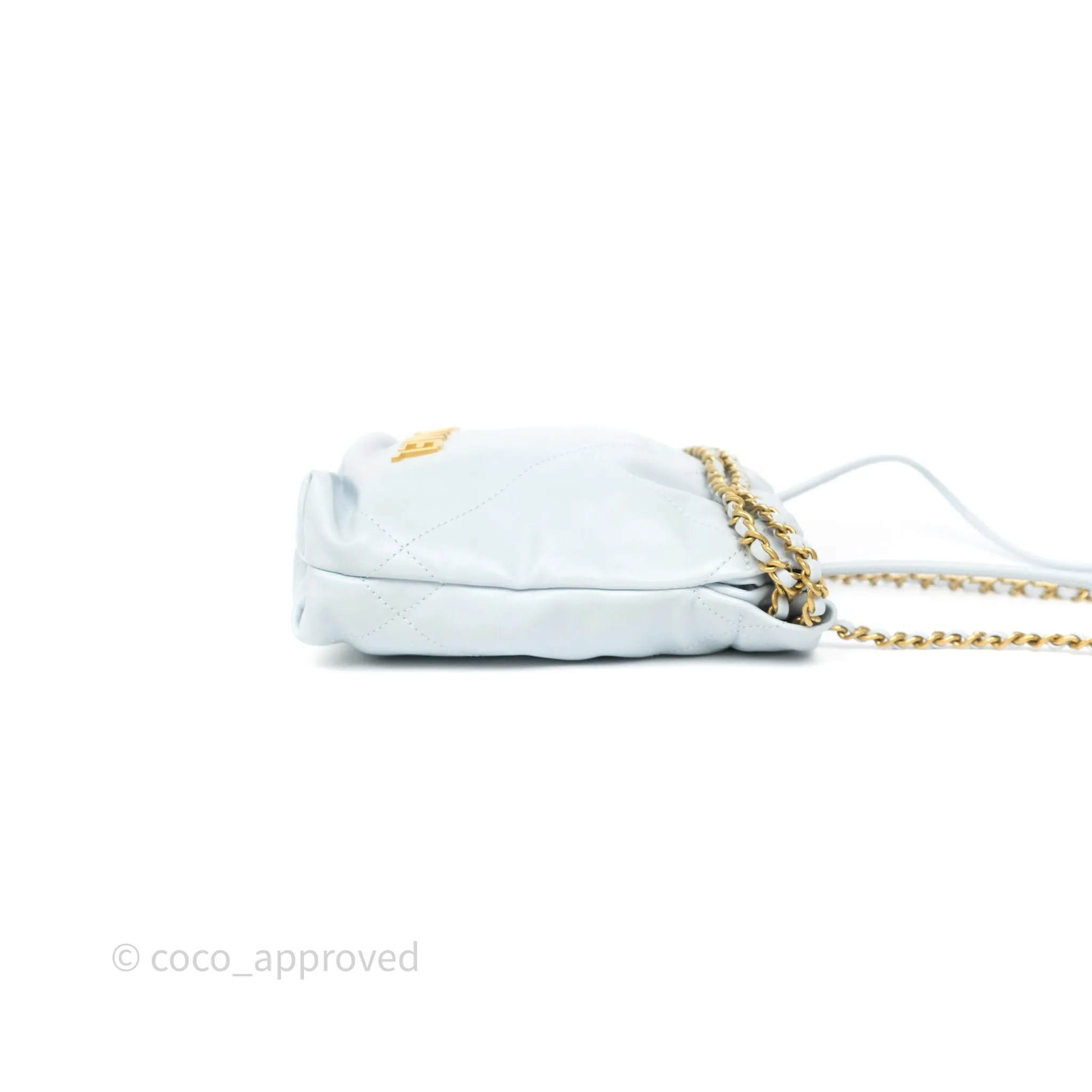 Chanel 22 Mini Bag Light Blue Shiny Crumpled Calfskin