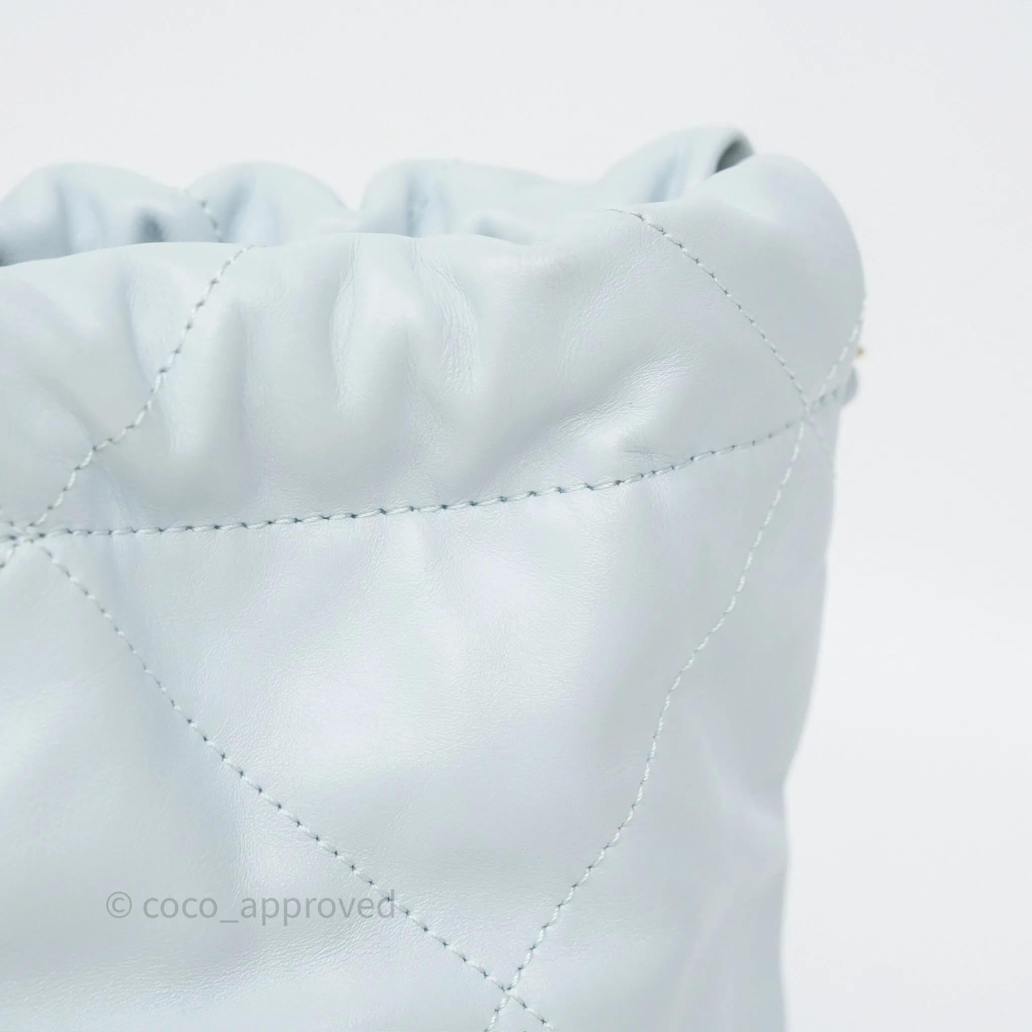 Chanel 22 Mini Bag Light Blue Shiny Crumpled Calfskin