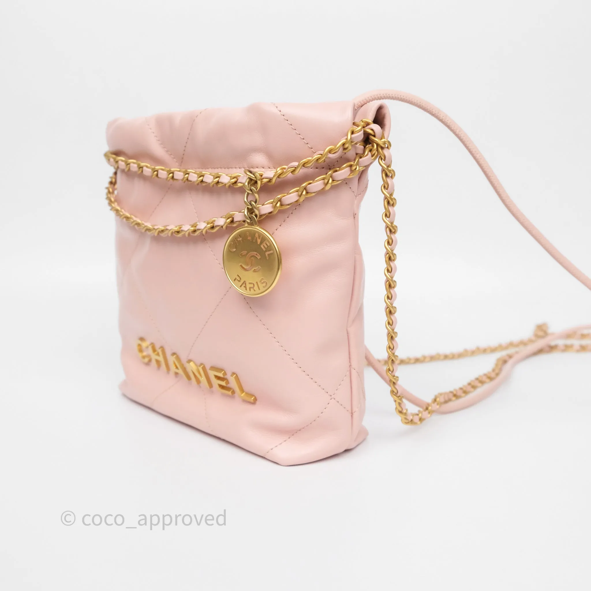 Chanel 22 Mini Bag Light Pink Shiny Crumpled Calfskin