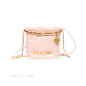 Chanel 22 Mini Bag Light Pink Shiny Crumpled Calfskin