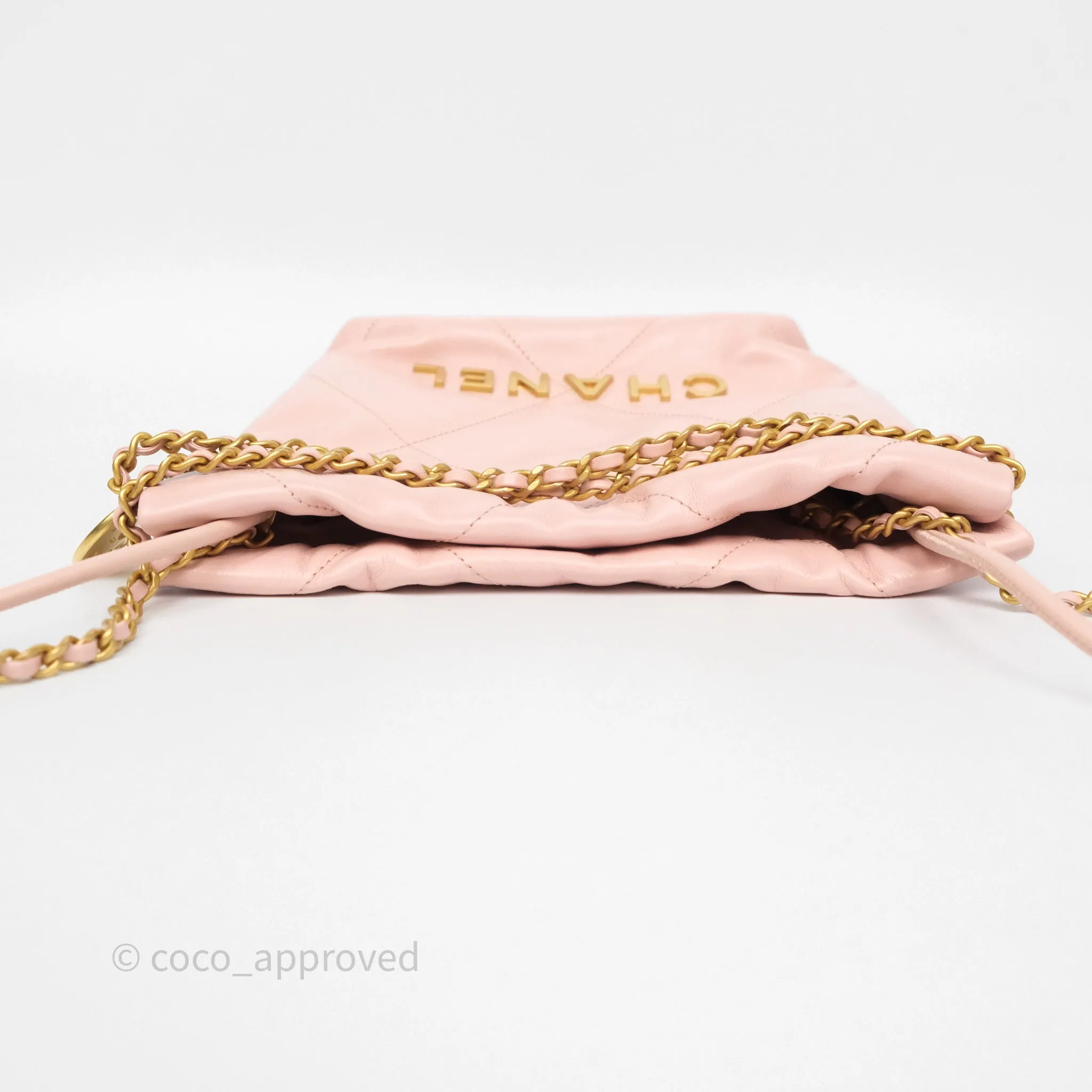 Chanel 22 Mini Bag Light Pink Shiny Crumpled Calfskin