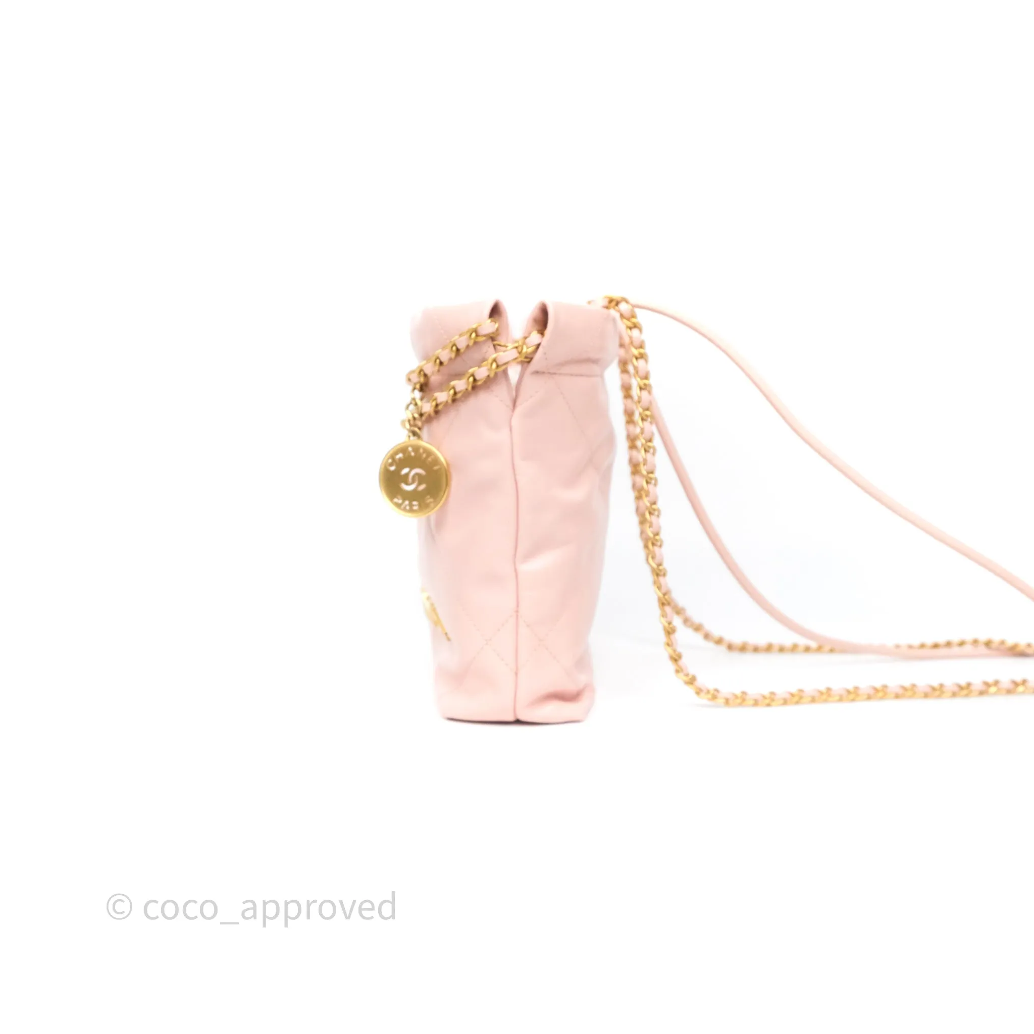 Chanel 22 Mini Bag Light Pink Shiny Crumpled Calfskin