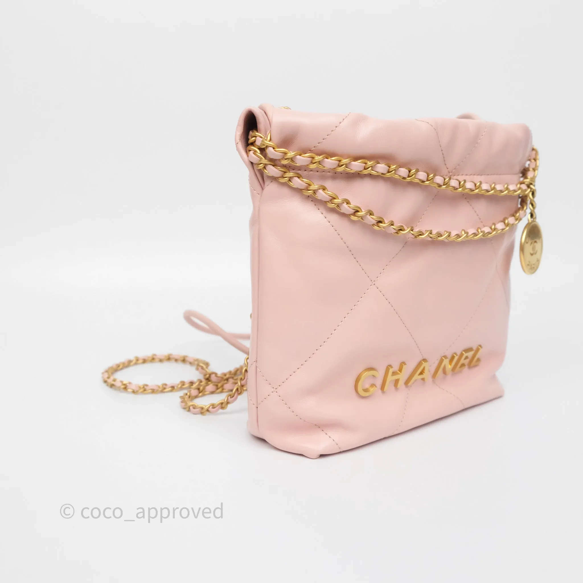 Chanel 22 Mini Bag Light Pink Shiny Crumpled Calfskin