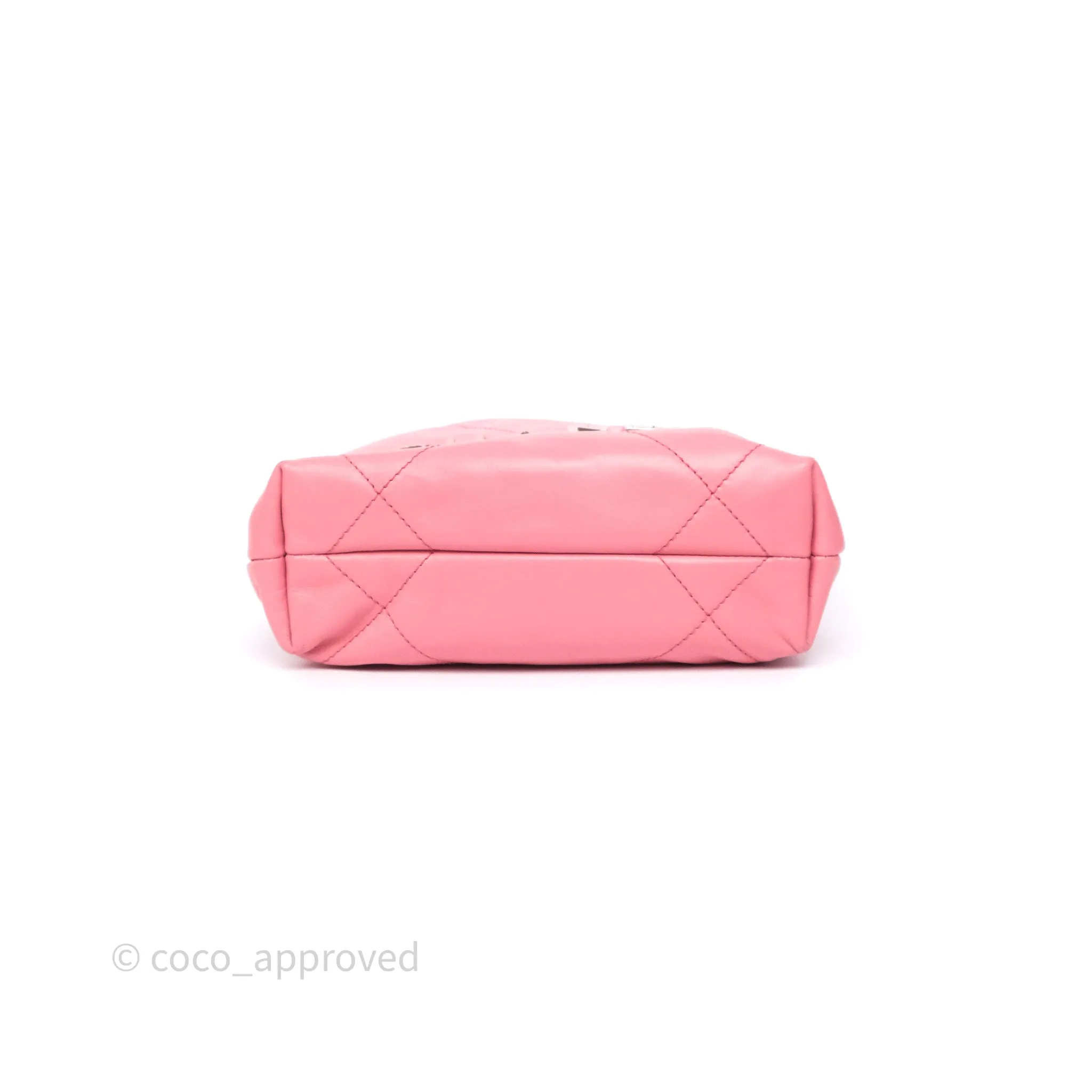 Chanel 22 Mini Bag Pink Shiny Crumpled Calfskin Matte Silver Hardware