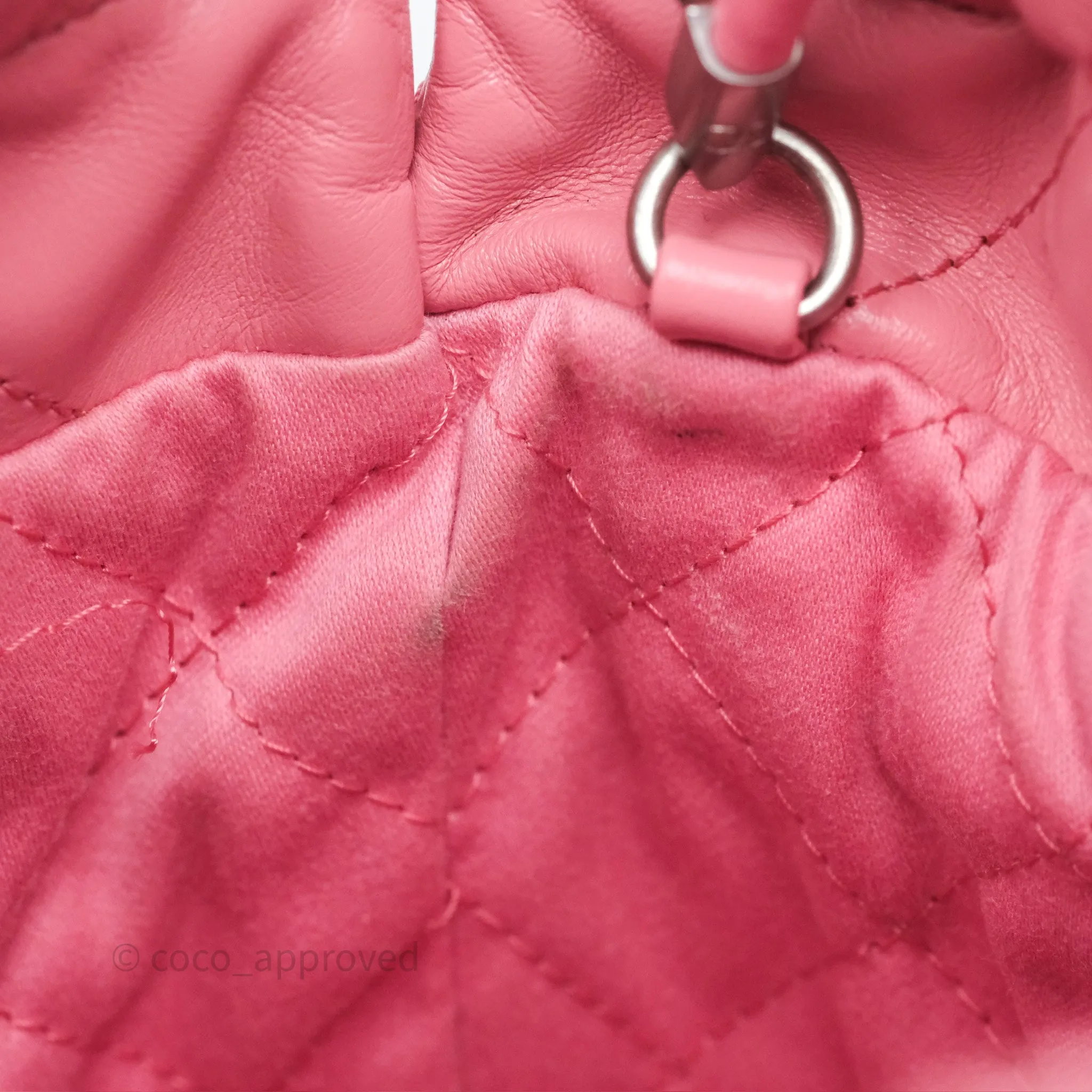 Chanel 22 Mini Bag Pink Shiny Crumpled Calfskin Matte Silver Hardware