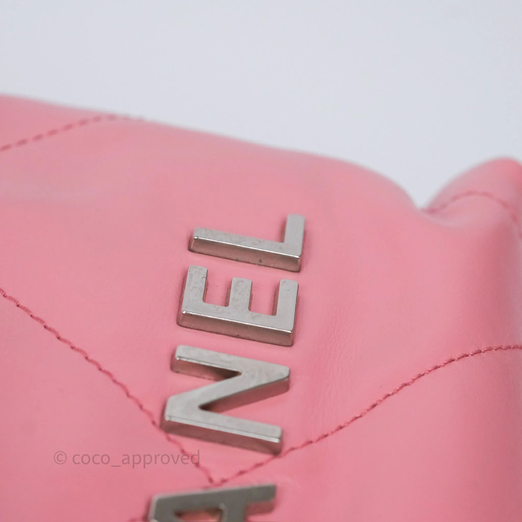 Chanel 22 Mini Bag Pink Shiny Crumpled Calfskin Matte Silver Hardware