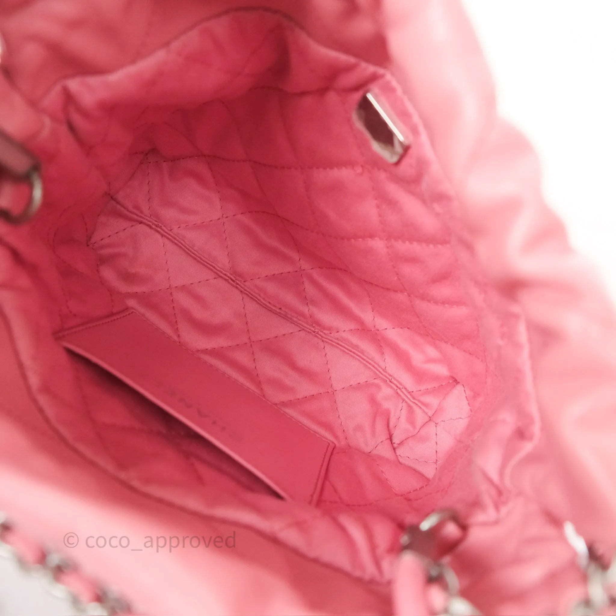 Chanel 22 Mini Bag Pink Shiny Crumpled Calfskin Matte Silver Hardware