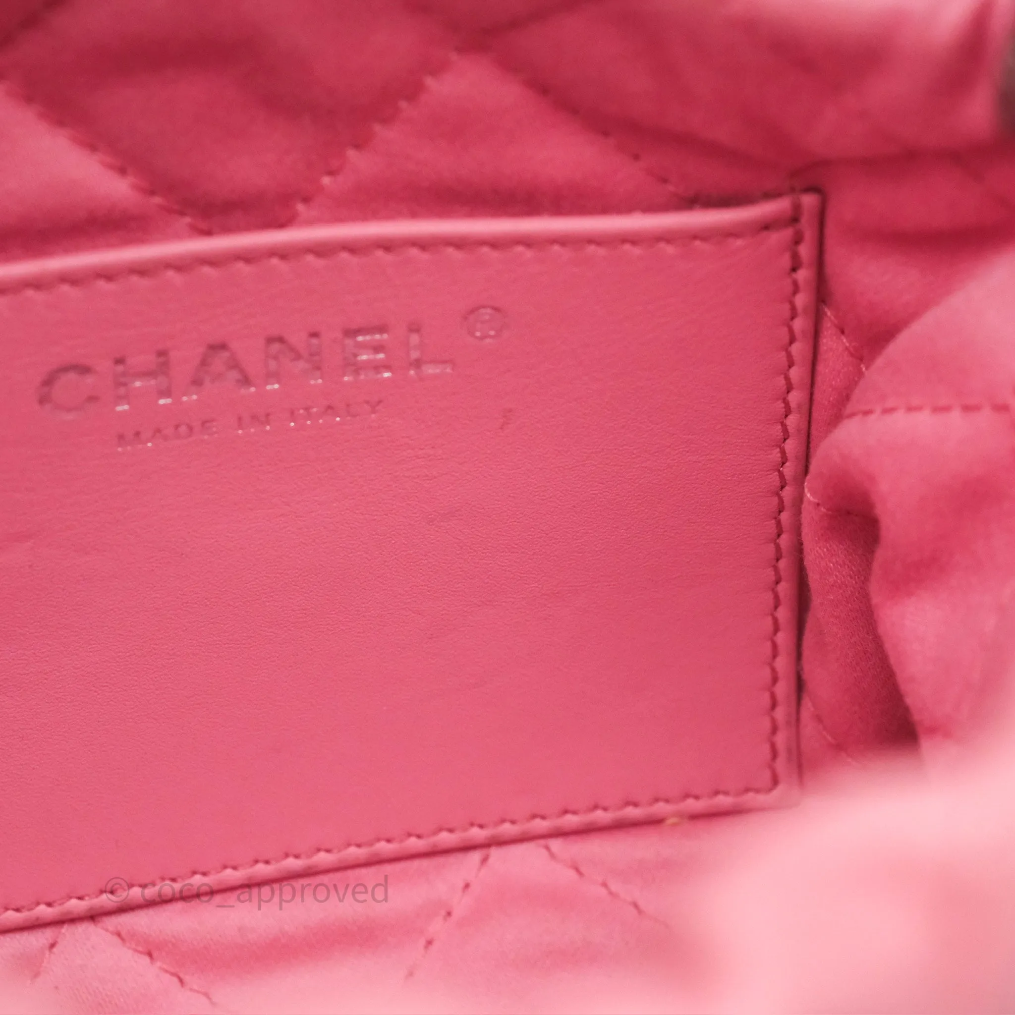 Chanel 22 Mini Bag Pink Shiny Crumpled Calfskin Matte Silver Hardware