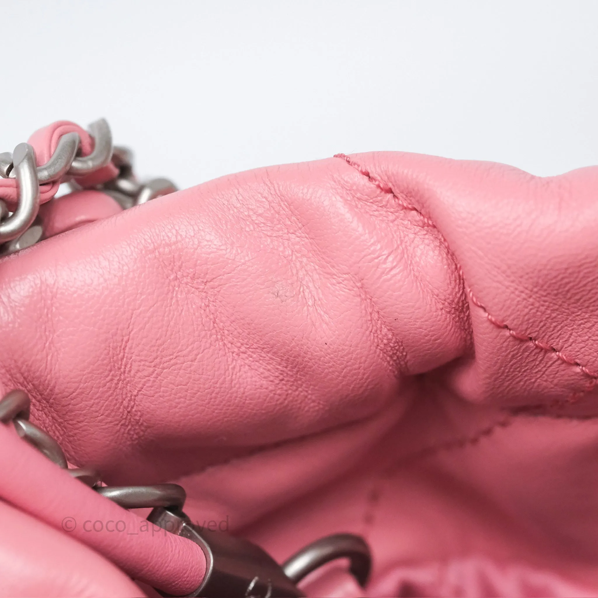 Chanel 22 Mini Bag Pink Shiny Crumpled Calfskin Matte Silver Hardware