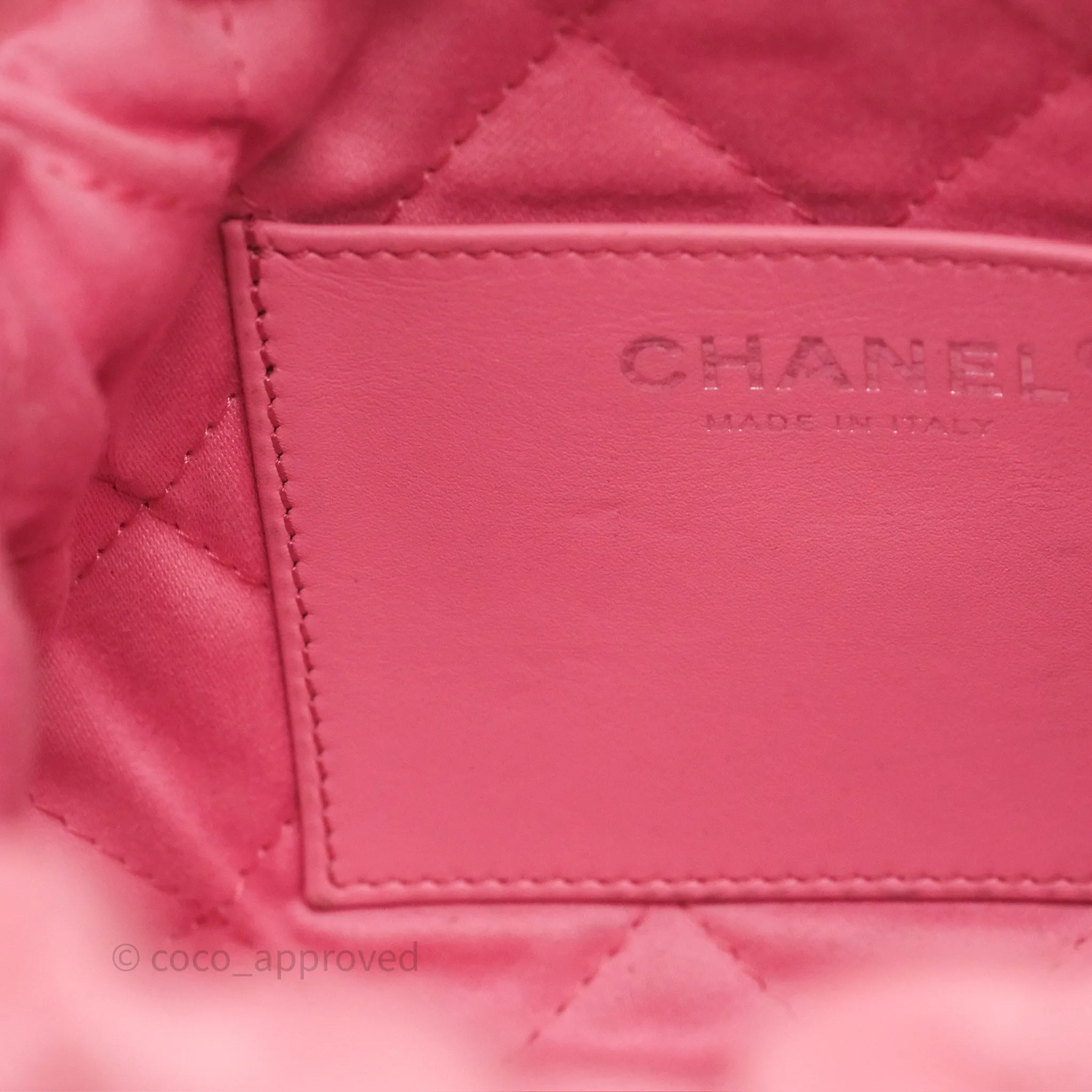 Chanel 22 Mini Bag Pink Shiny Crumpled Calfskin Matte Silver Hardware