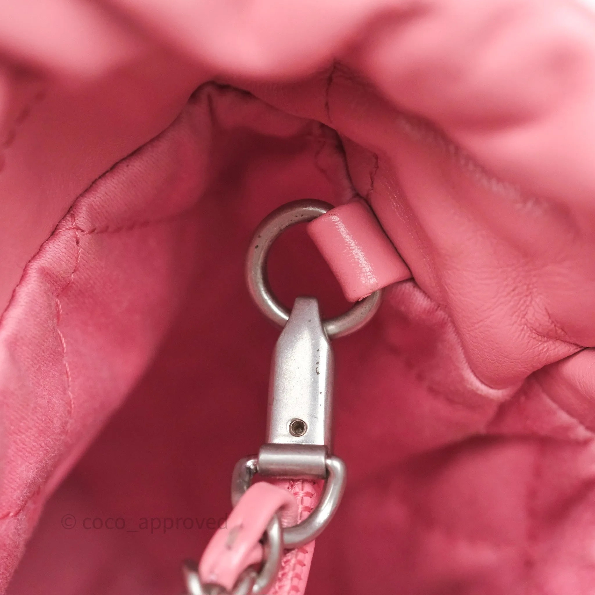 Chanel 22 Mini Bag Pink Shiny Crumpled Calfskin Matte Silver Hardware