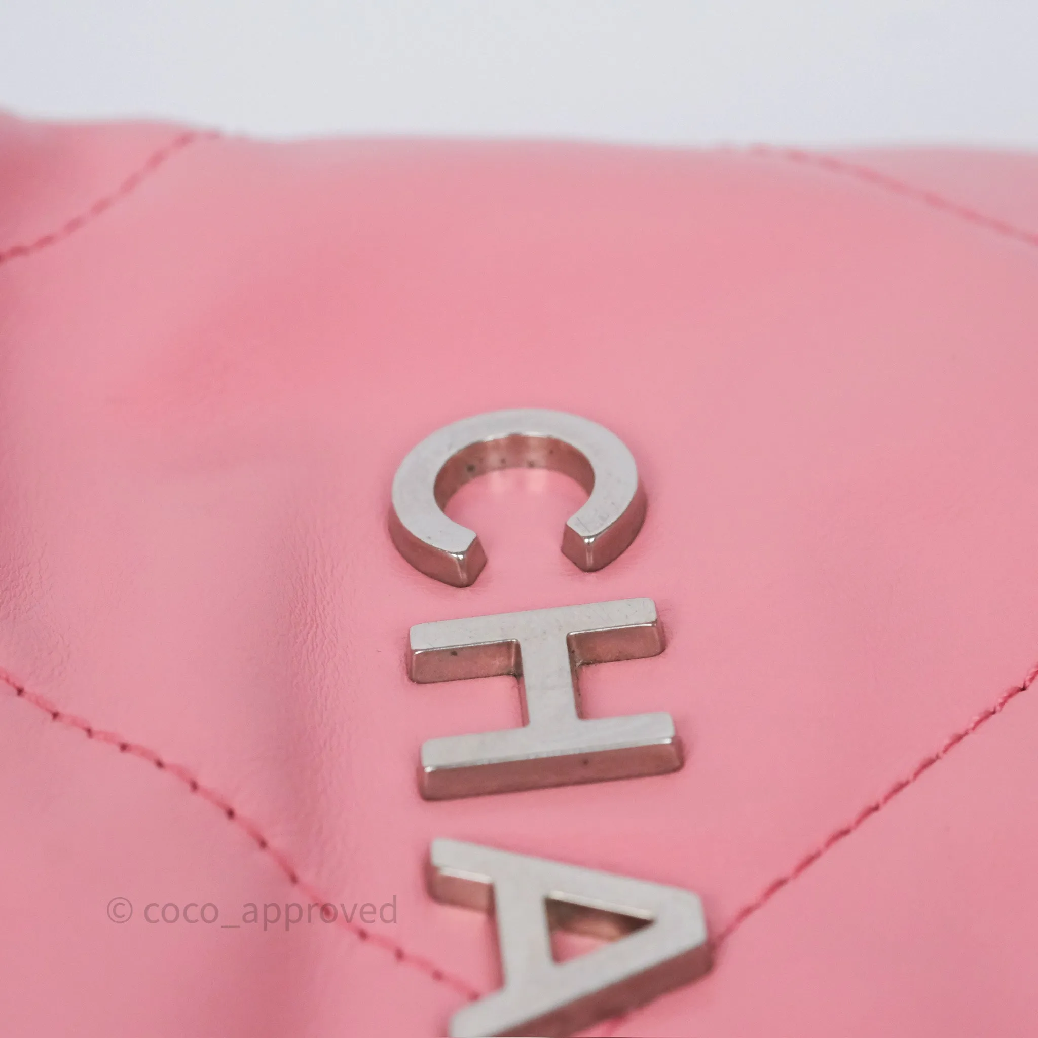 Chanel 22 Mini Bag Pink Shiny Crumpled Calfskin Matte Silver Hardware